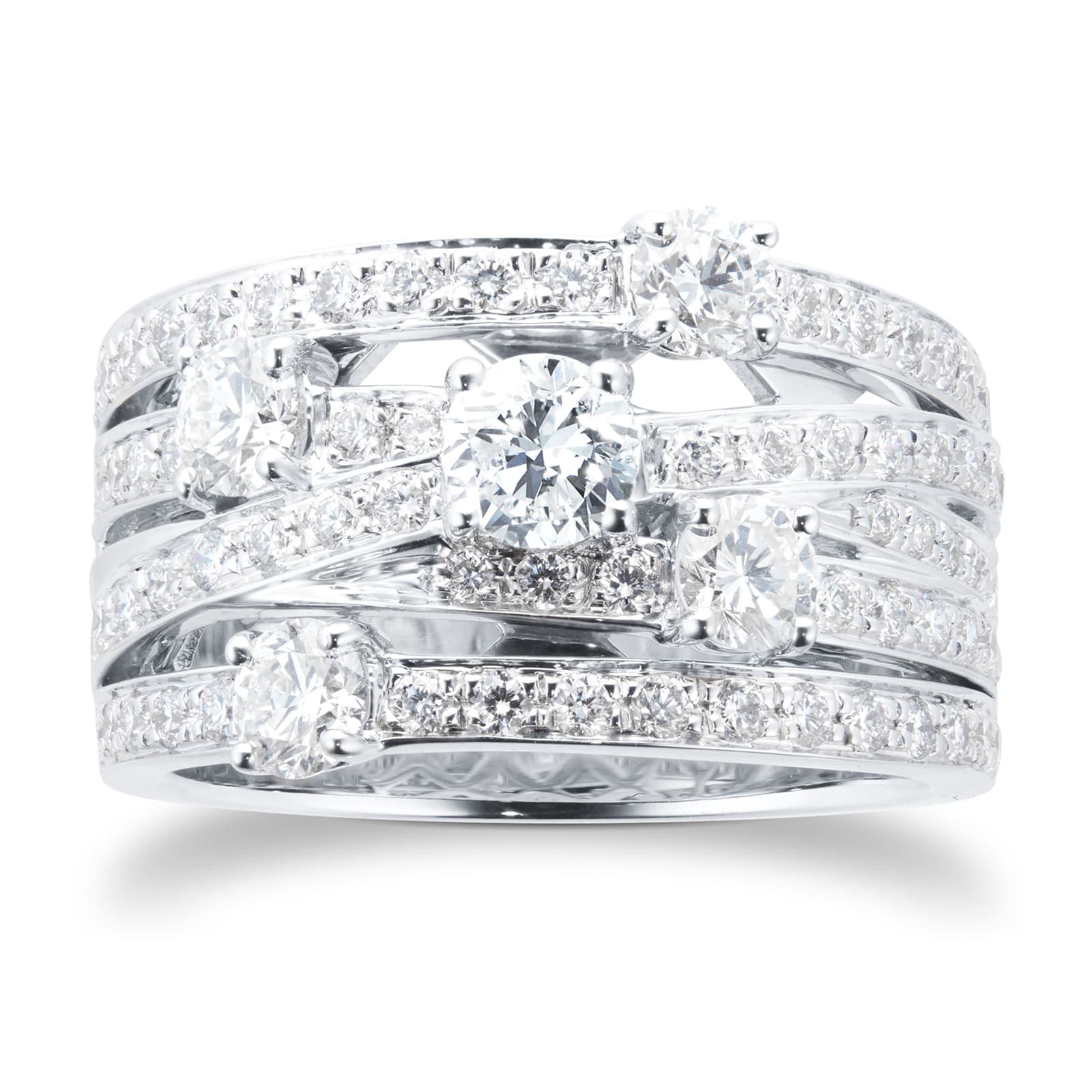 18ct White Gold 2.03ct Diamond 4 Row Ring