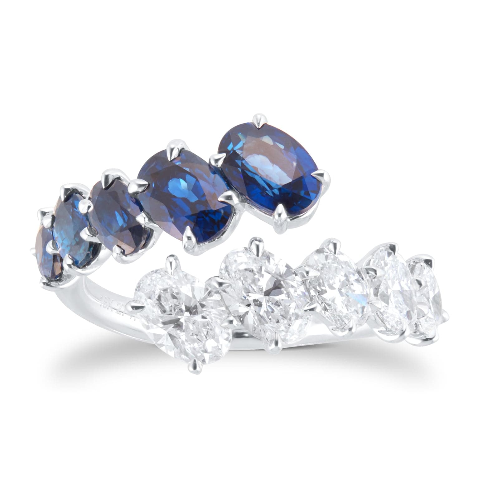 18ct White Gold Sapphire Bypass Ring