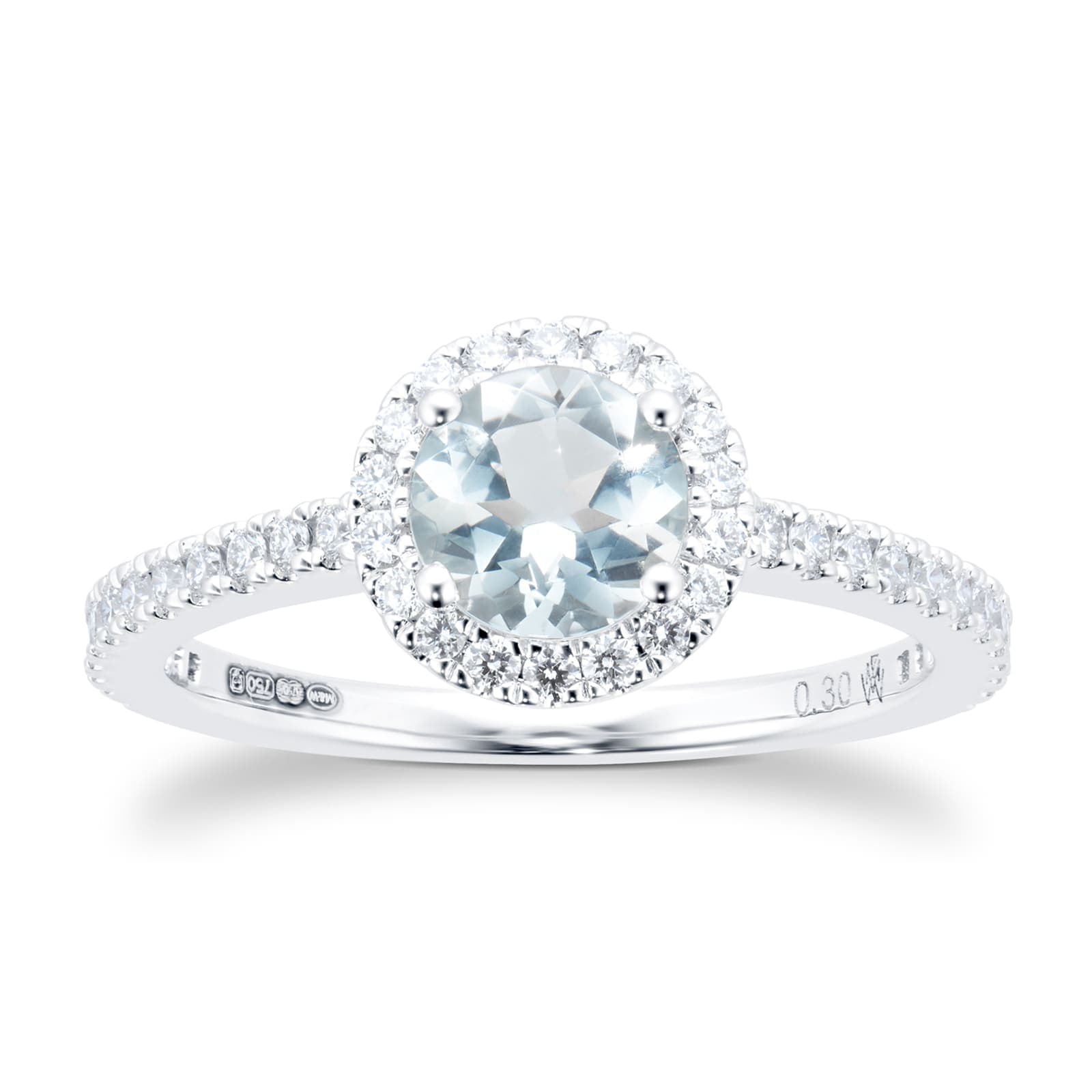 Amelia 18ct White Gold Aquamarine & Diamond Ring