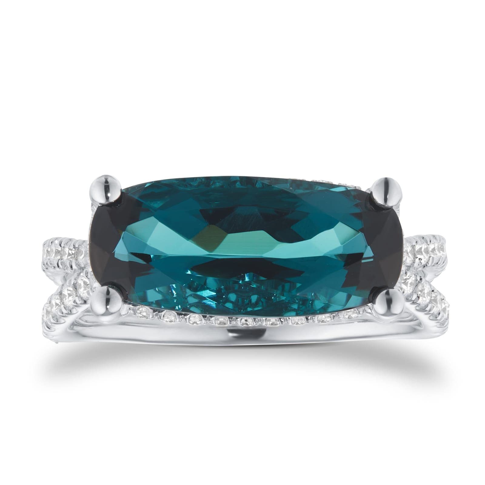 18ct White Gold 0.47cttw Diamond & 3.36cttw Green Tourmaline Ring