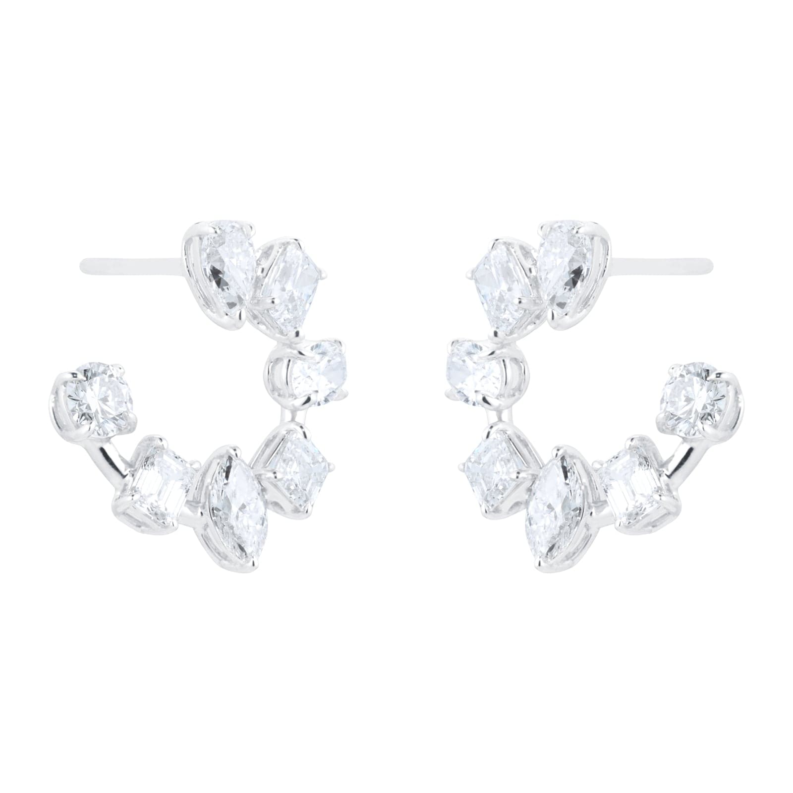18ct White Gold 2.23cttw Diamond Fancy Hoop Earrings