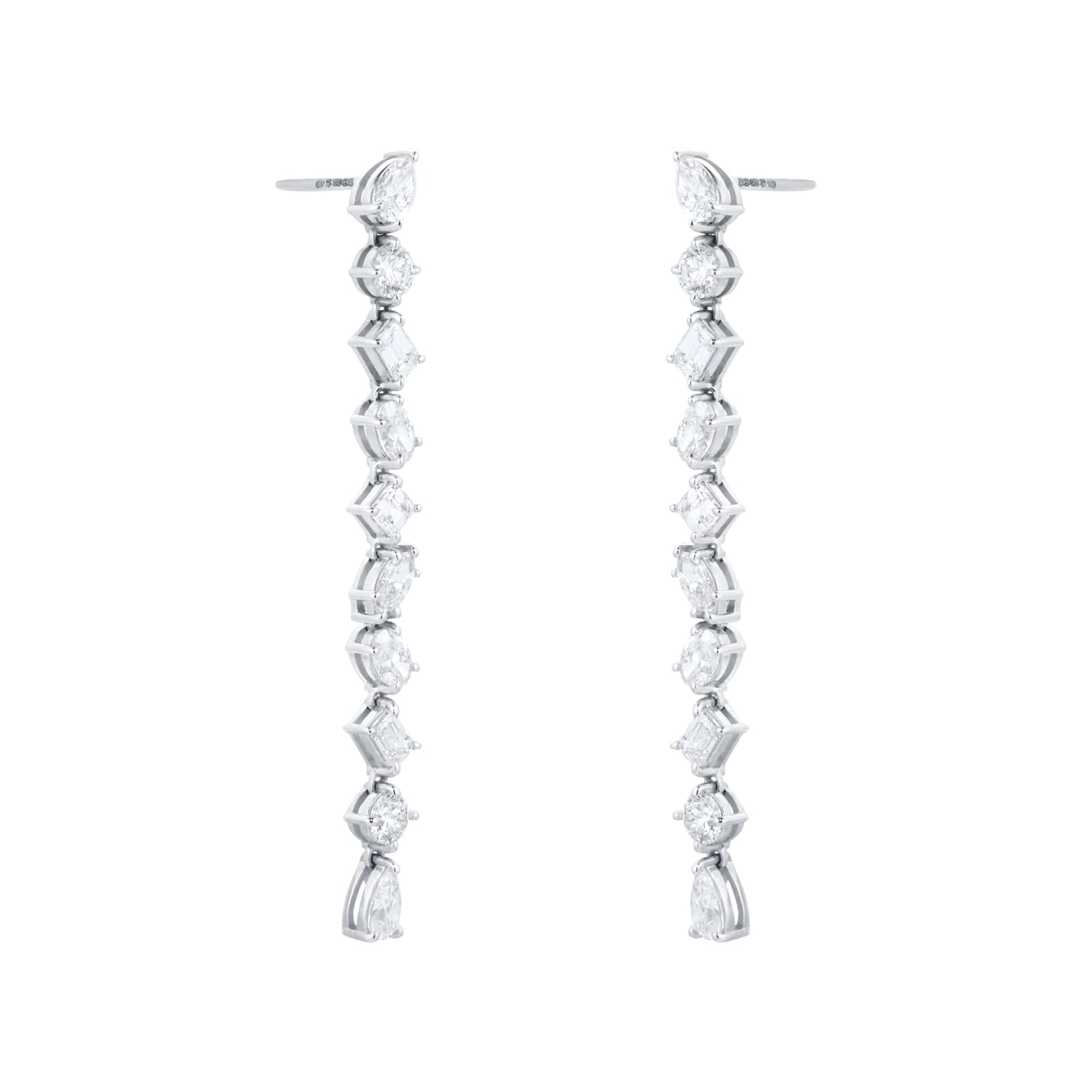 18ct White Gold 3.80cttw Fancy Pear Cut Drop Earrings