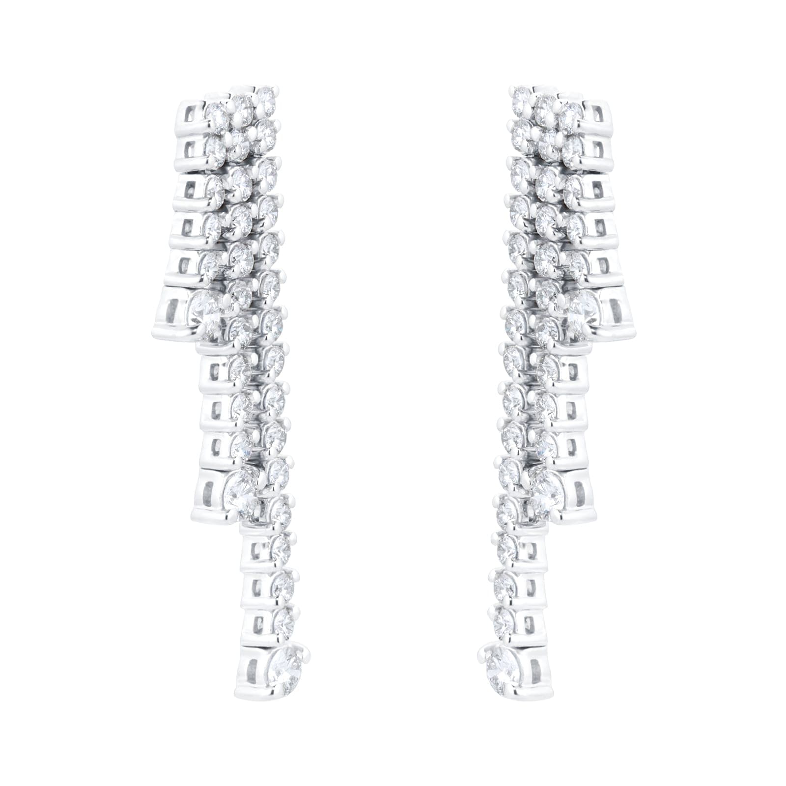 18ct White Gold 3.26cttw Brilliant Cut Diamond Waterfall Drop Earrings