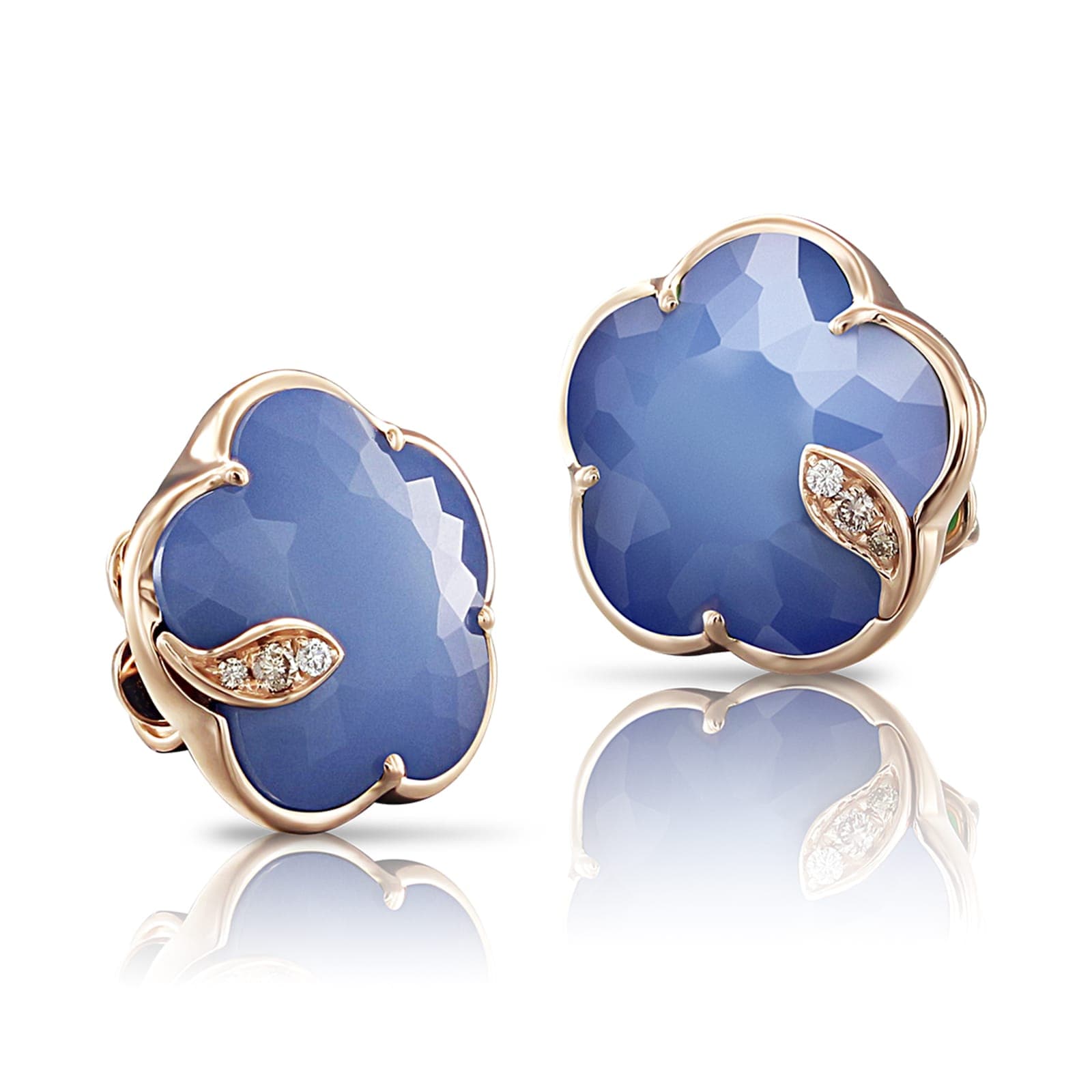 Petit Joli Earrings in 18ct Rose Gold with Blue Moon gem and Diamonds