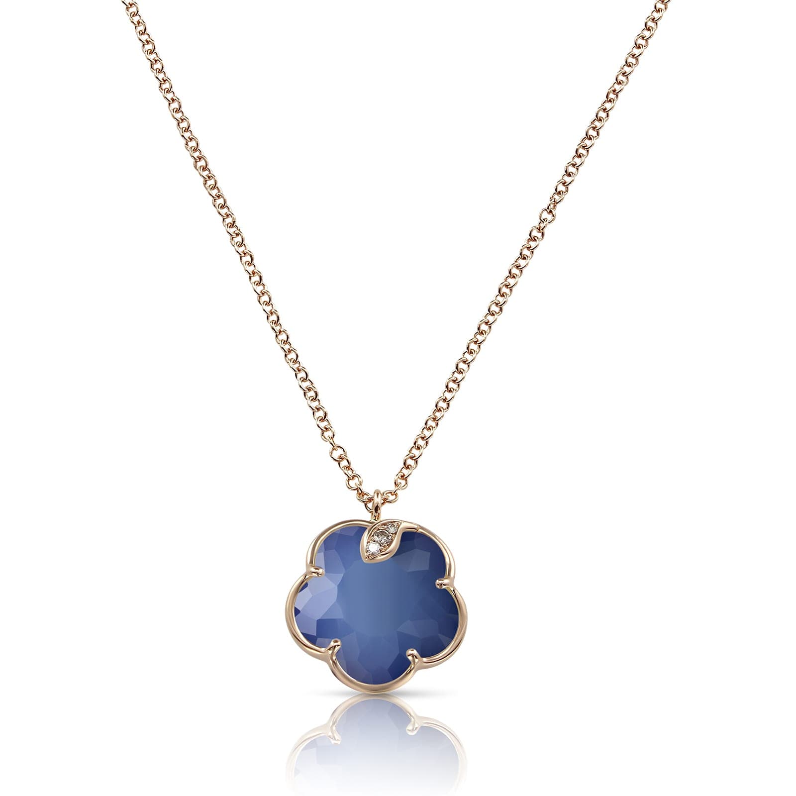 Petit Joli Necklace in 18ct Rose Gold with Blue Moon gem and Diamonds