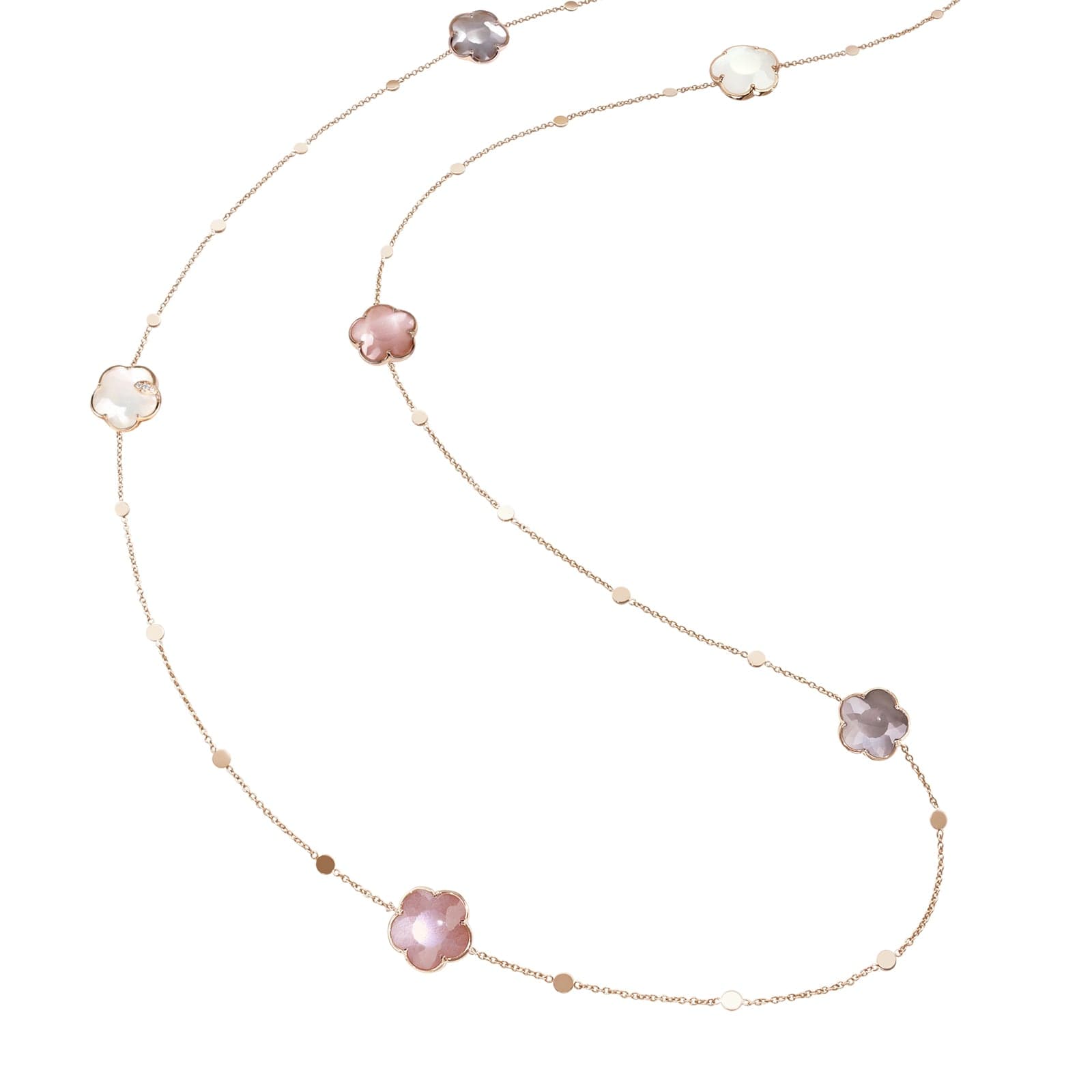 Sautoir in 18ct Rose Gold with Moon gems and Diamonds