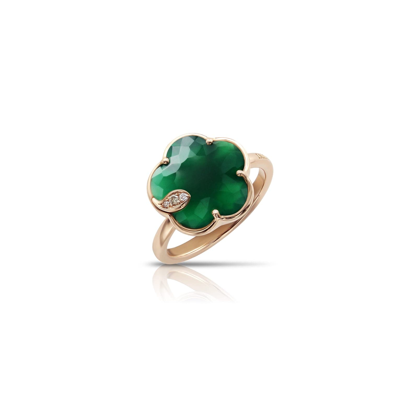 Petit Joli Ring in 18ct Rose Gold with Green Agate and Diamonds