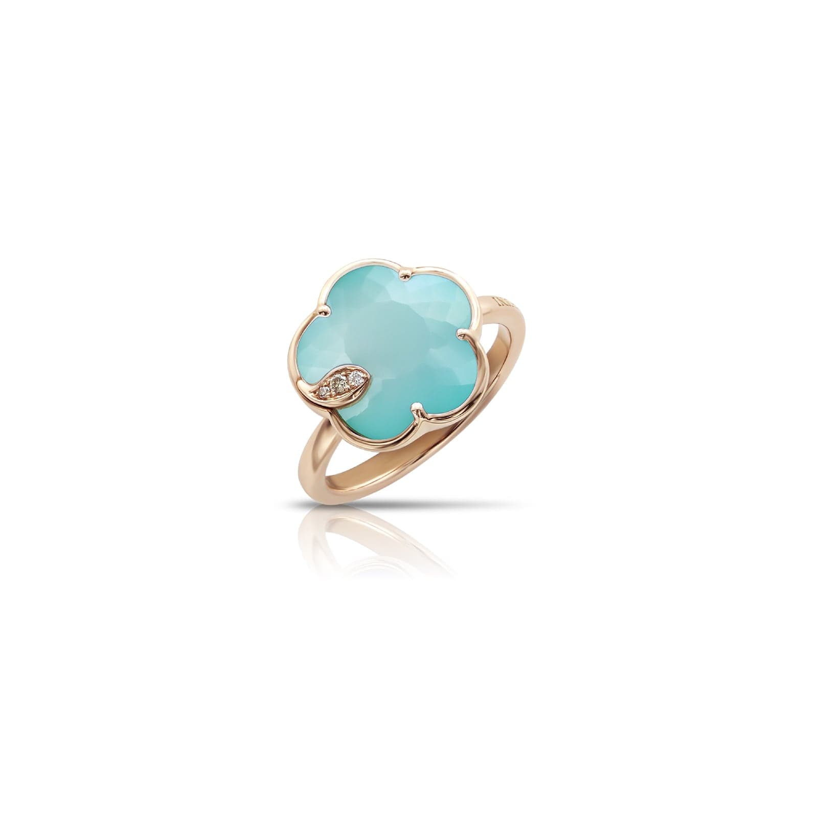 Petit Joli Ring in 18ct Rose Gold with Sea Moon gem and Diamonds