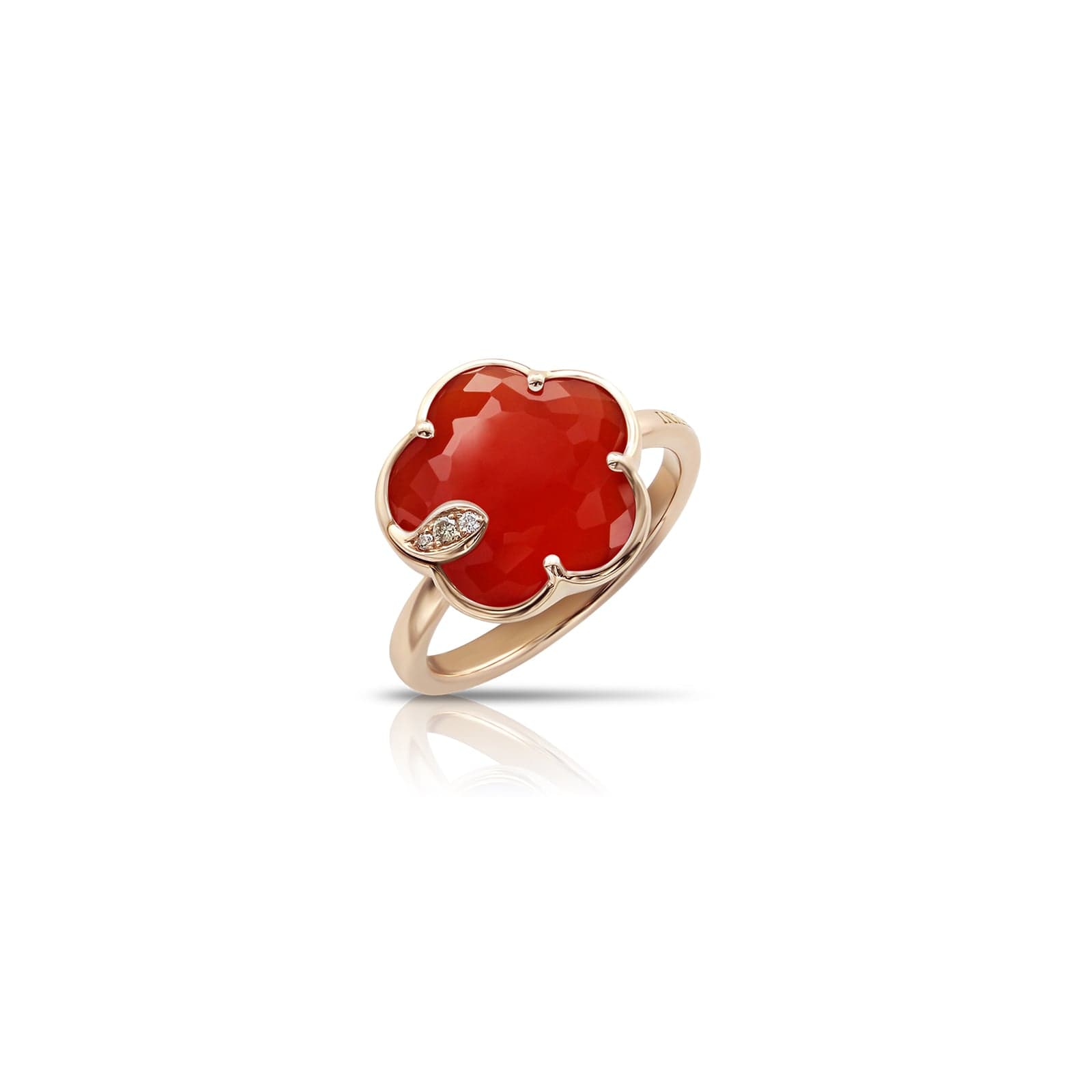 Petit Joli Ring in 18ct Rose Gold with Carnelian and Diamonds