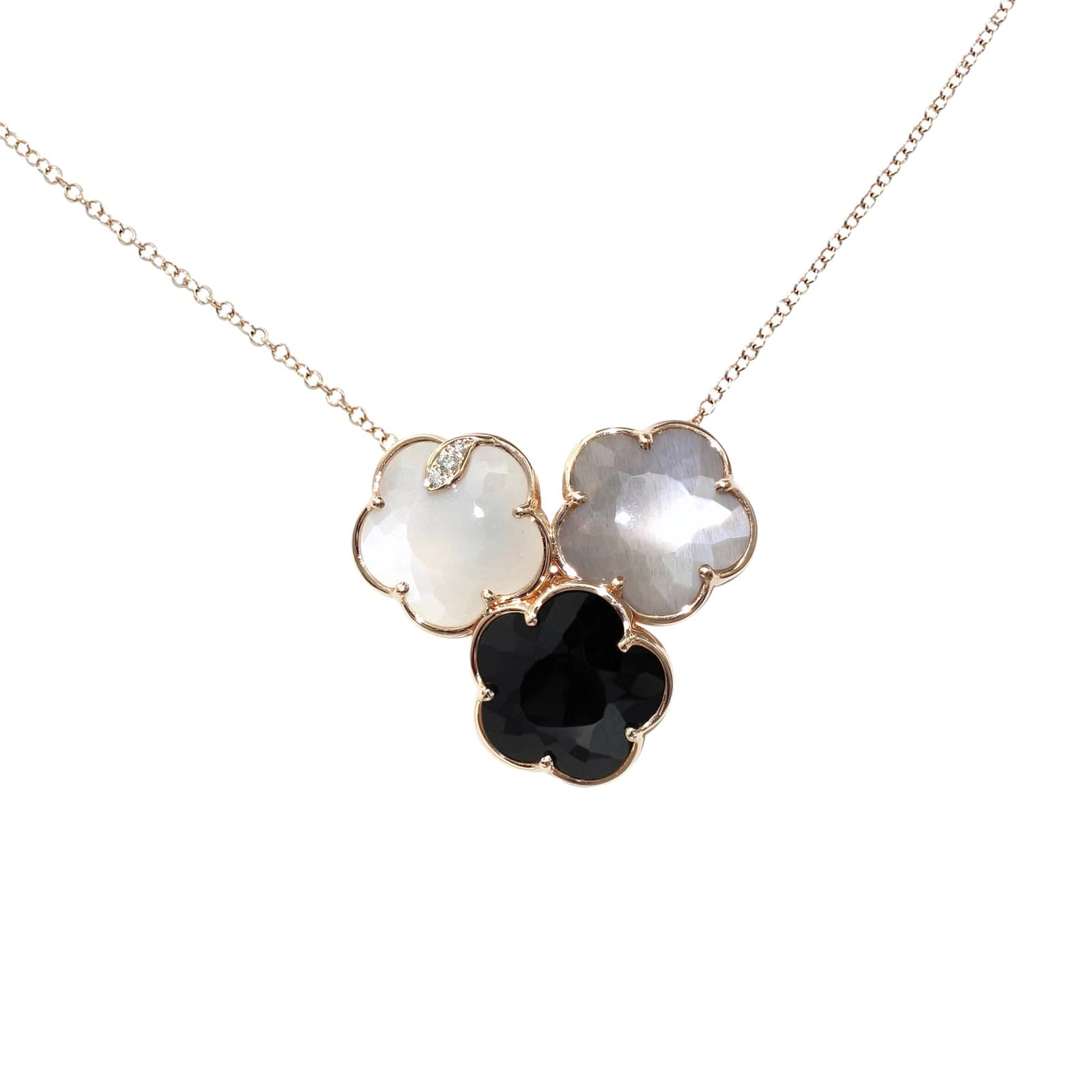 Bouquet Lunaire Necklace in 18ct Rose Gold with Multistones and White Diamonds