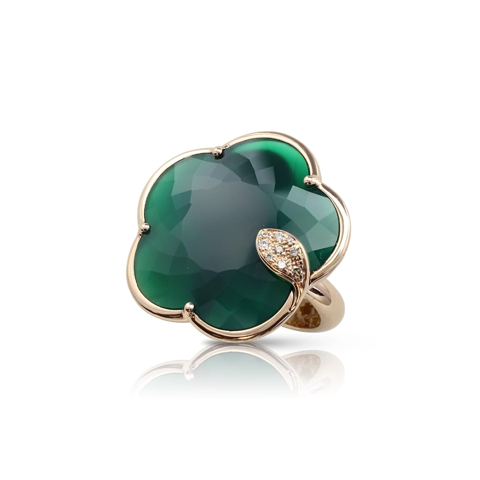 Ton Joli Ring in 18ct Rose Gold with Green Agate