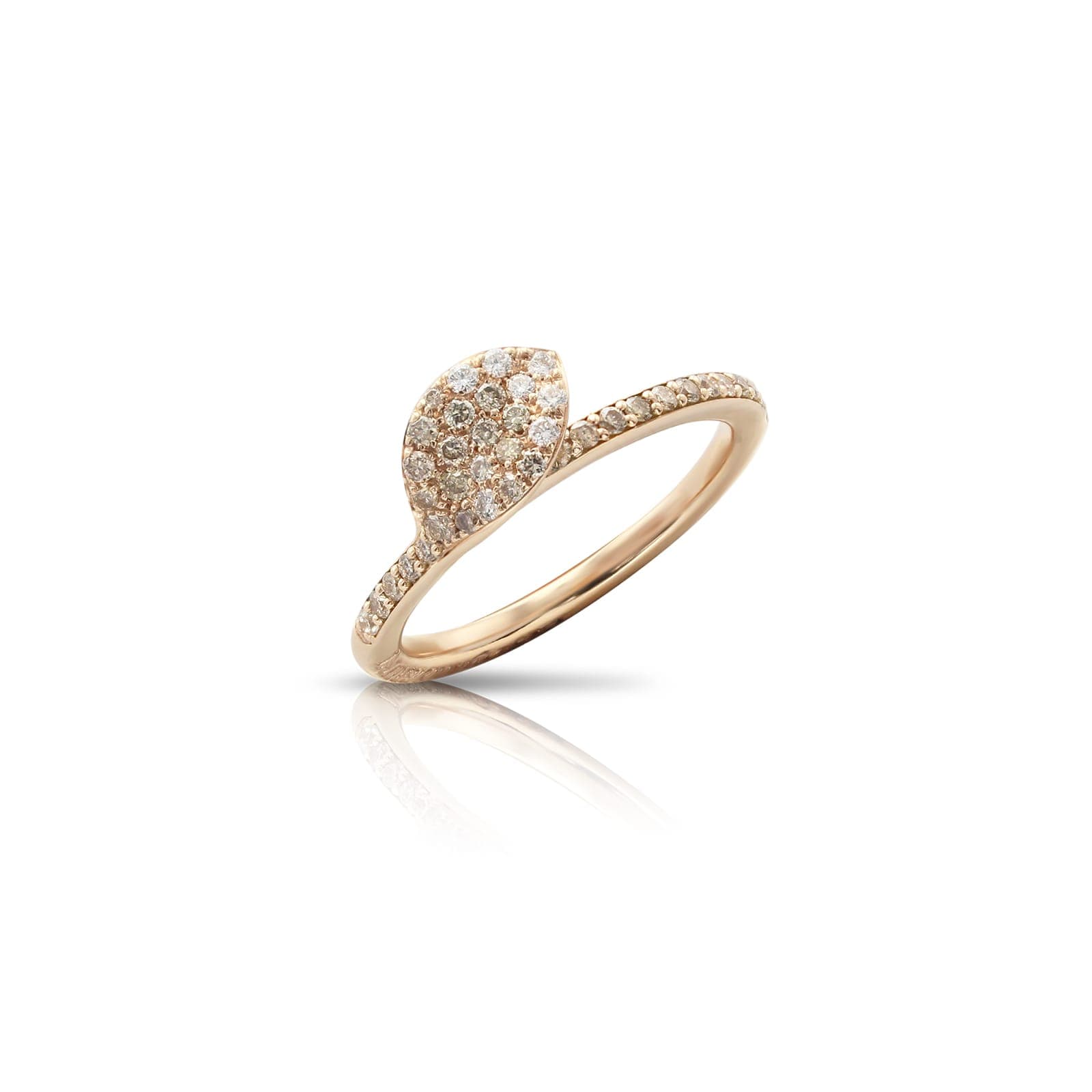 Petit Garden Single Ring in 18ct Rose Gold with White and Champagne Diamonds