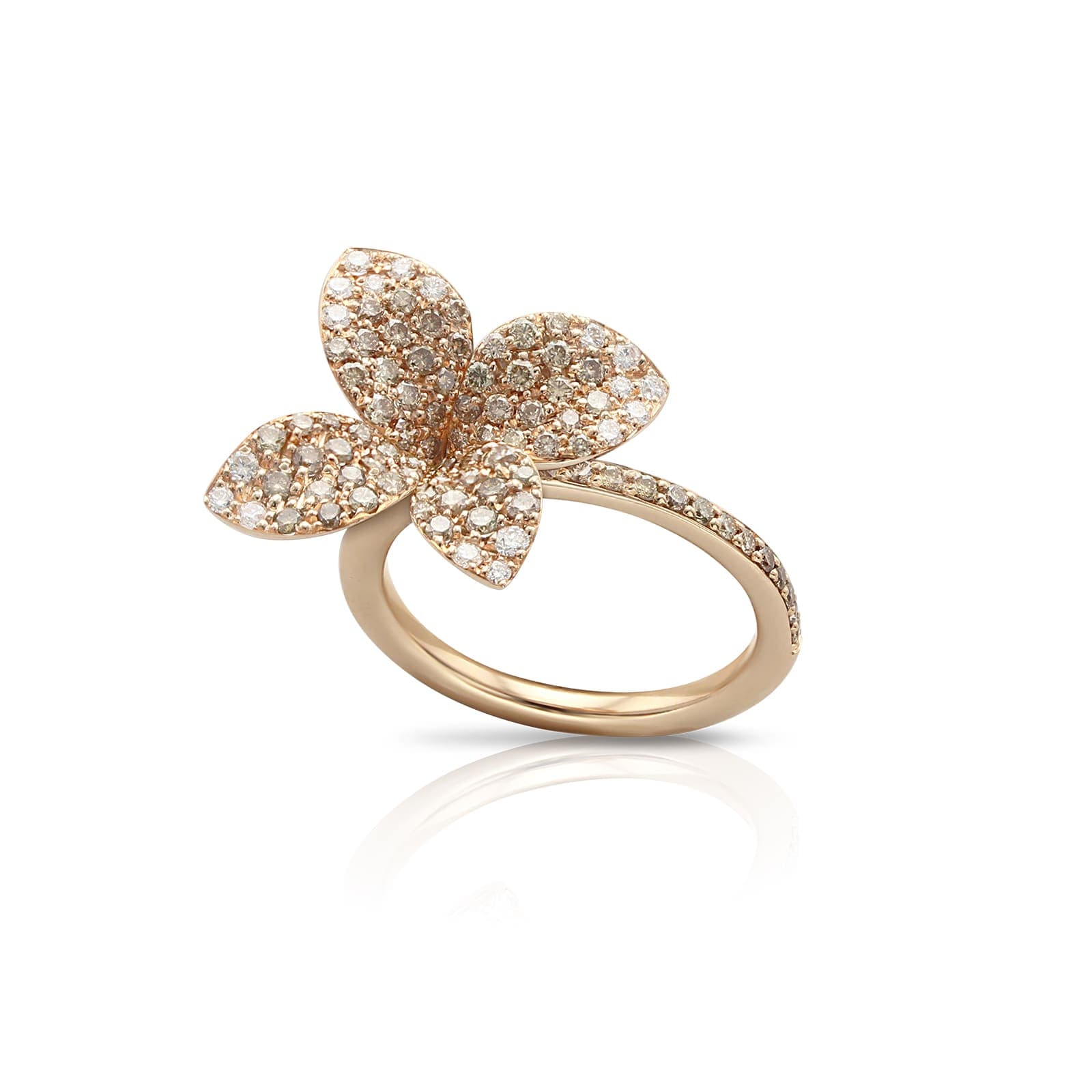 Petit Garden Medium Flower Ring in 18ct Rose Gold with Diamonds