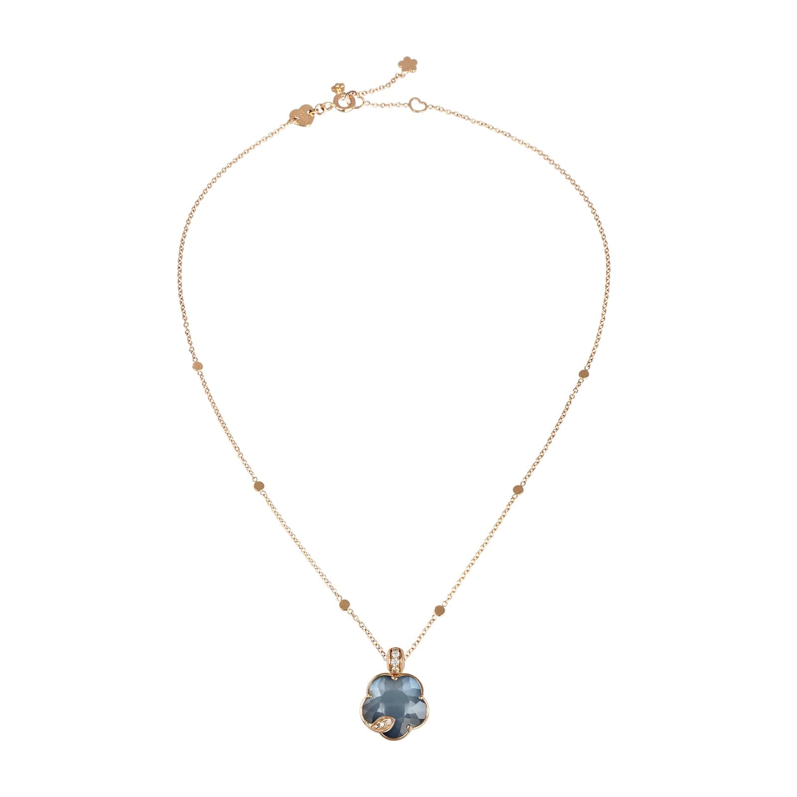Petit Joli Necklace in 18ct Rose Gold with Lunar Night Blue gem and Diamonds