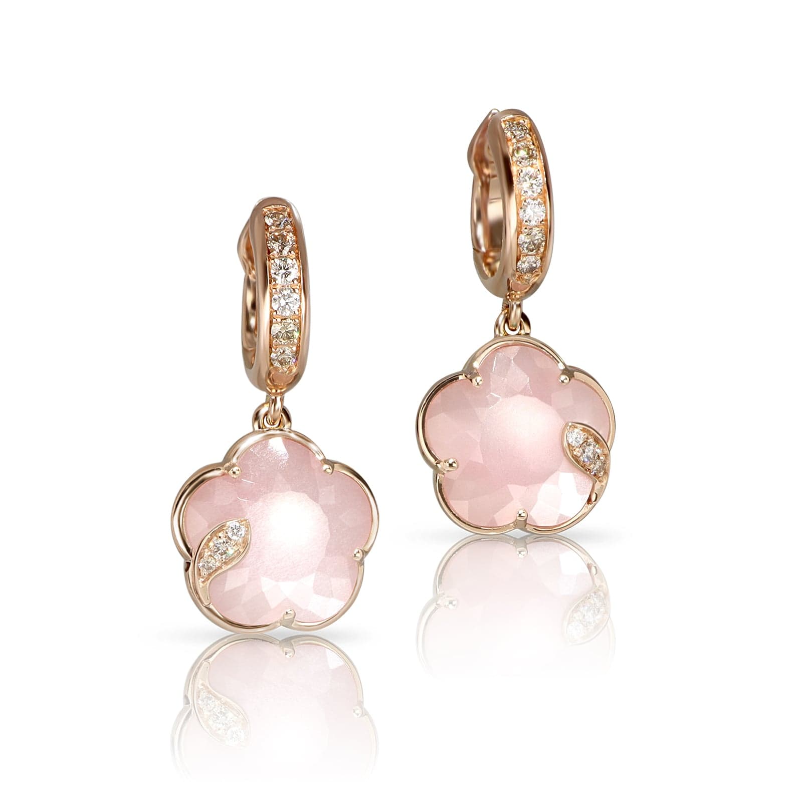 Petit Joli Earrings in 18ct Rose Gold with Lunar Rose gem and Diamonds