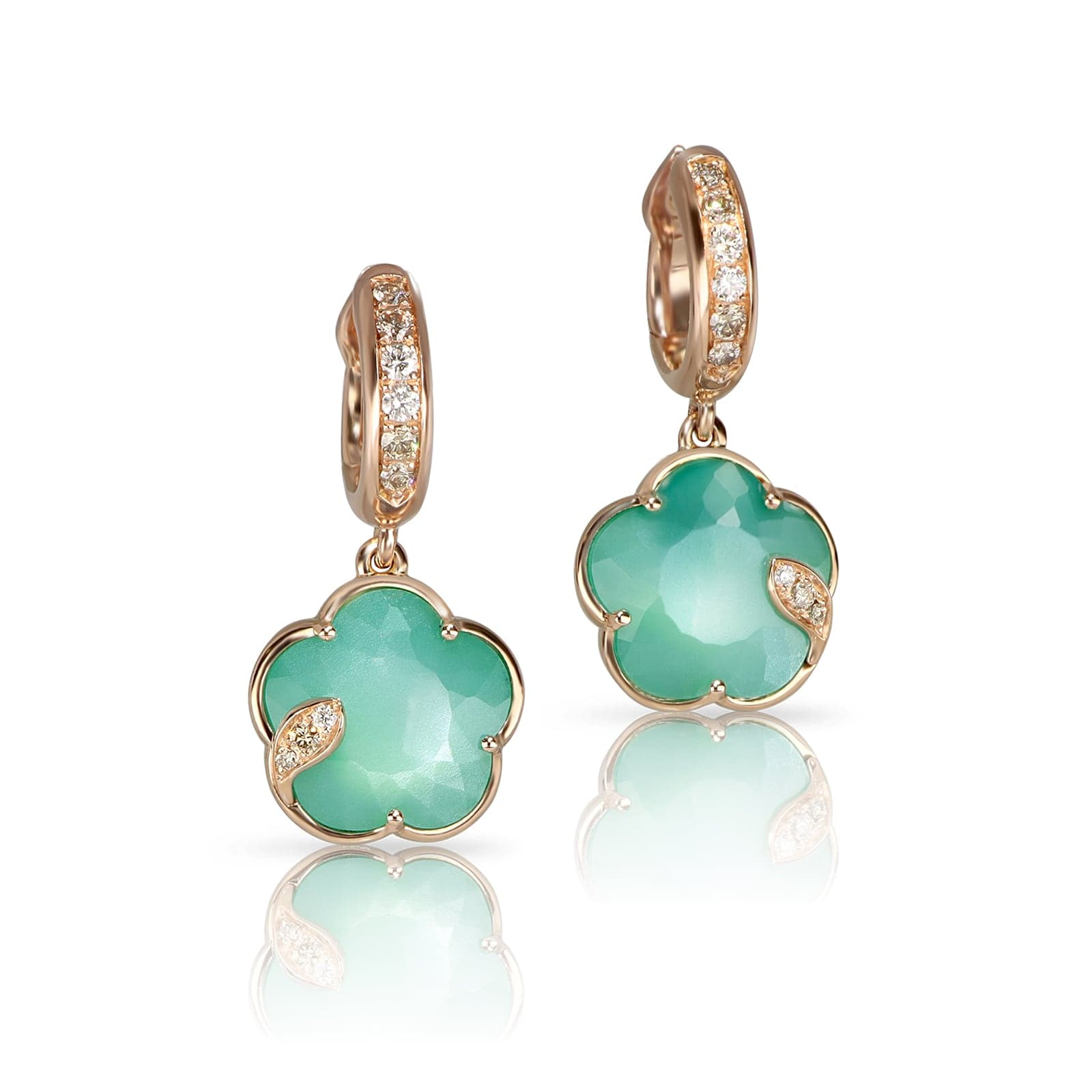 Petit Joli Earrings in 18ct Rose Gold with Lunar Garden gem and Diamonds