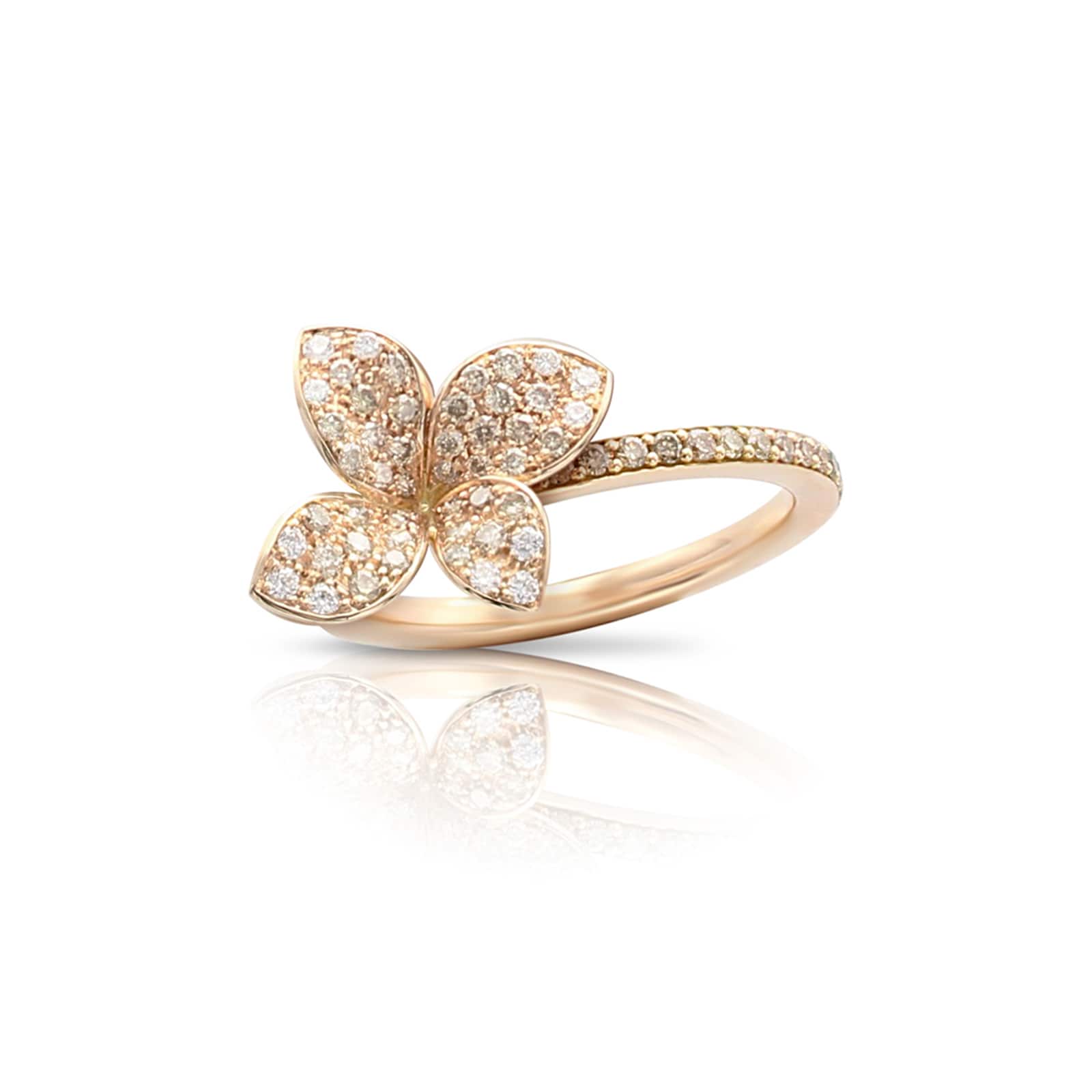 Petit Garden Small Flower Ring in 18ct Rose Gold with Diamonds