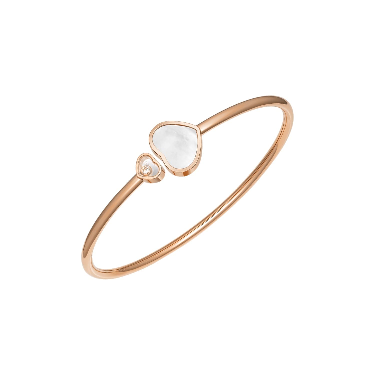 Happy Hearts Bangle In Ethical 18ct Rose Gold With Diamond And Mother Of Pearl