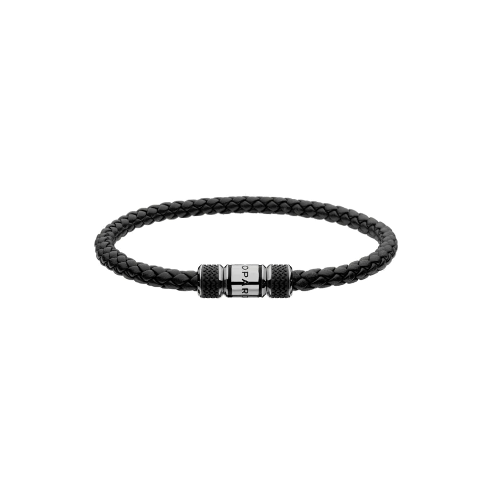 Classic Racing Bracelet In Black Lambskin And Silver Toned Metal