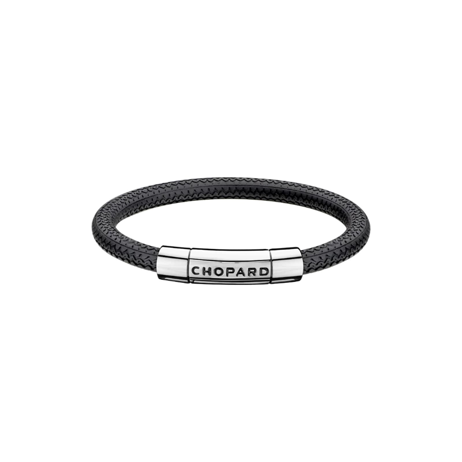 Mille Miglia Bracelet In Black Rubber And Silver Toned Metal