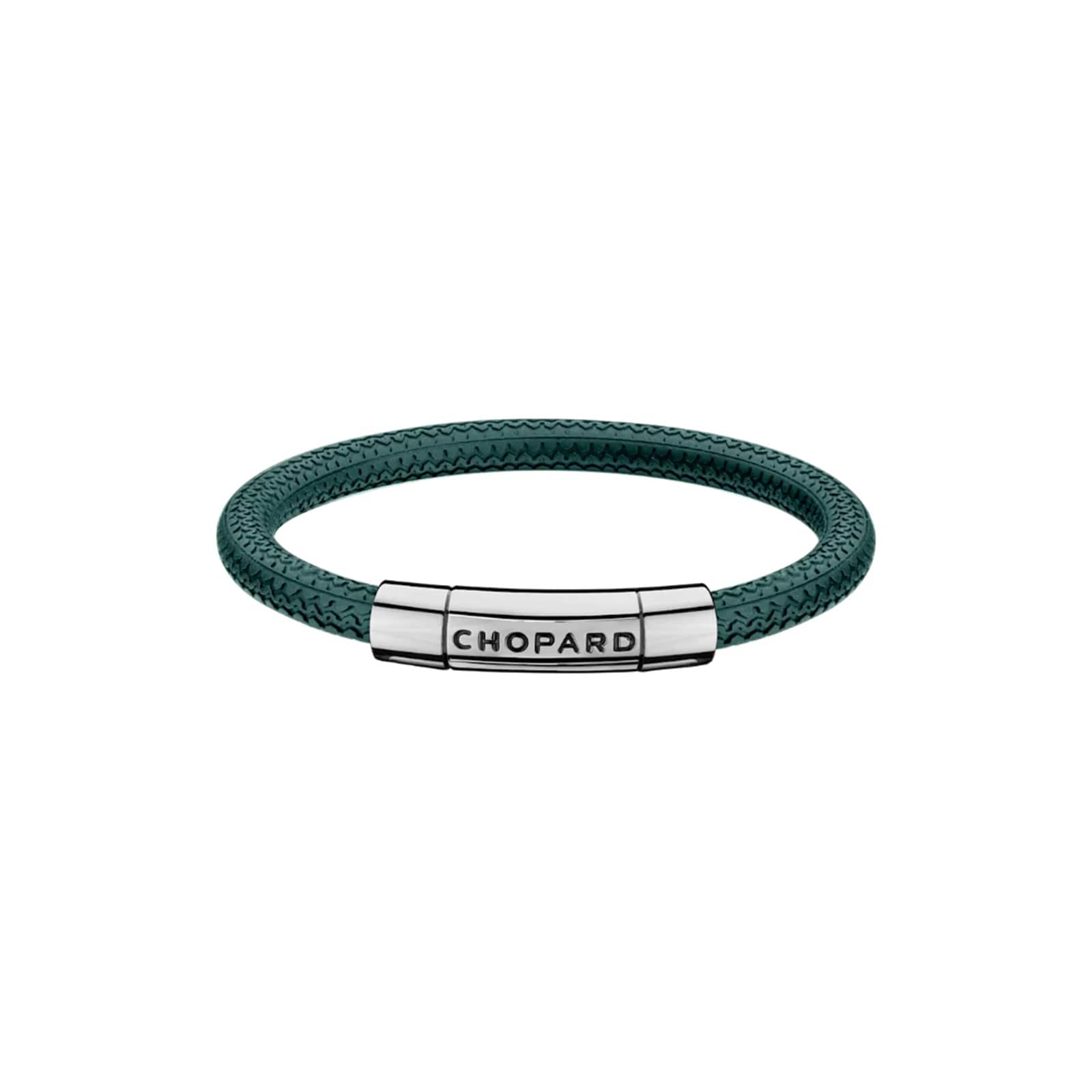 Mille Miglia Bracelet In Green Rubber And Silver Toned Metal