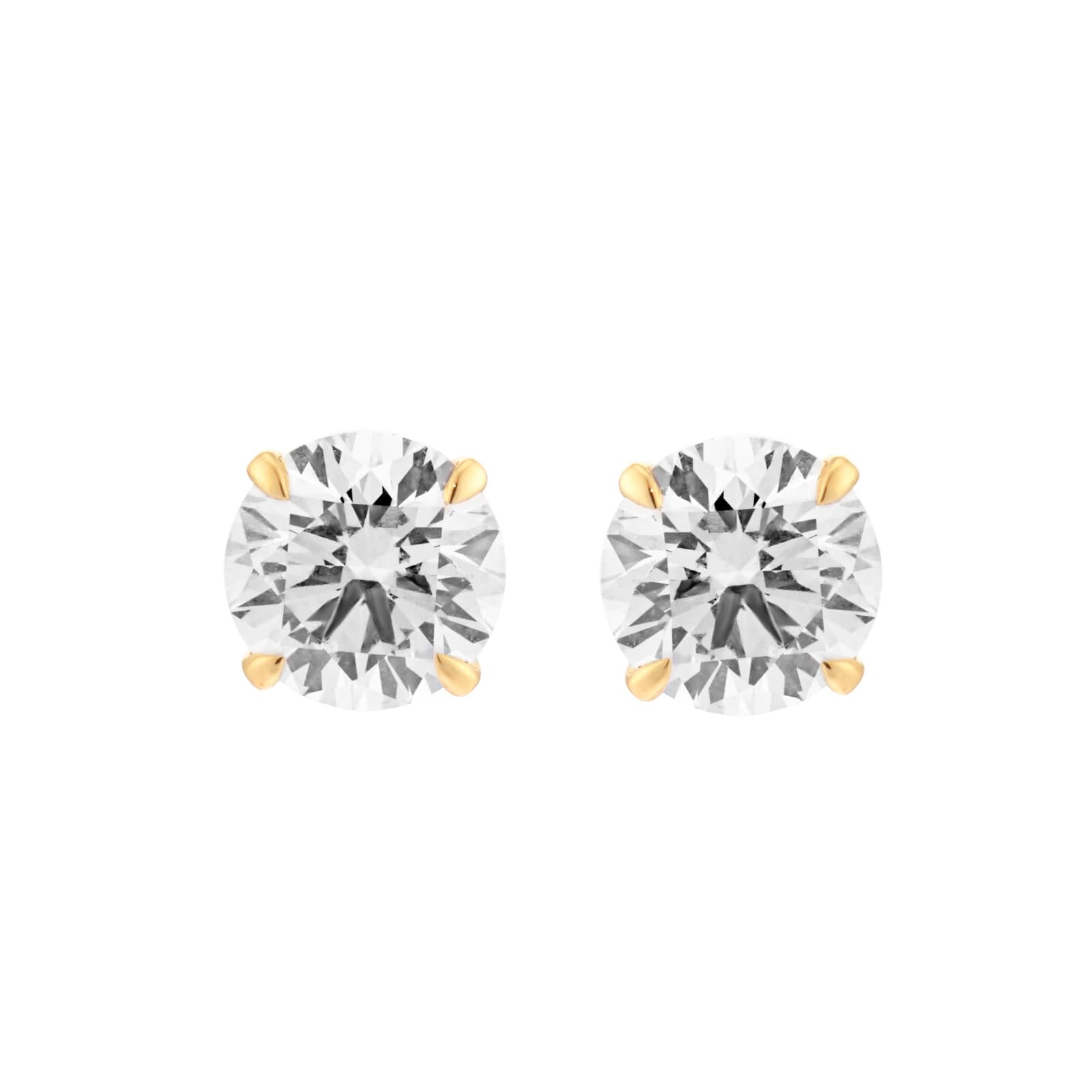 18ct Yellow Gold 2.00cttw Round Brilliant Cut Lab Grown Diamond Stud Earrings