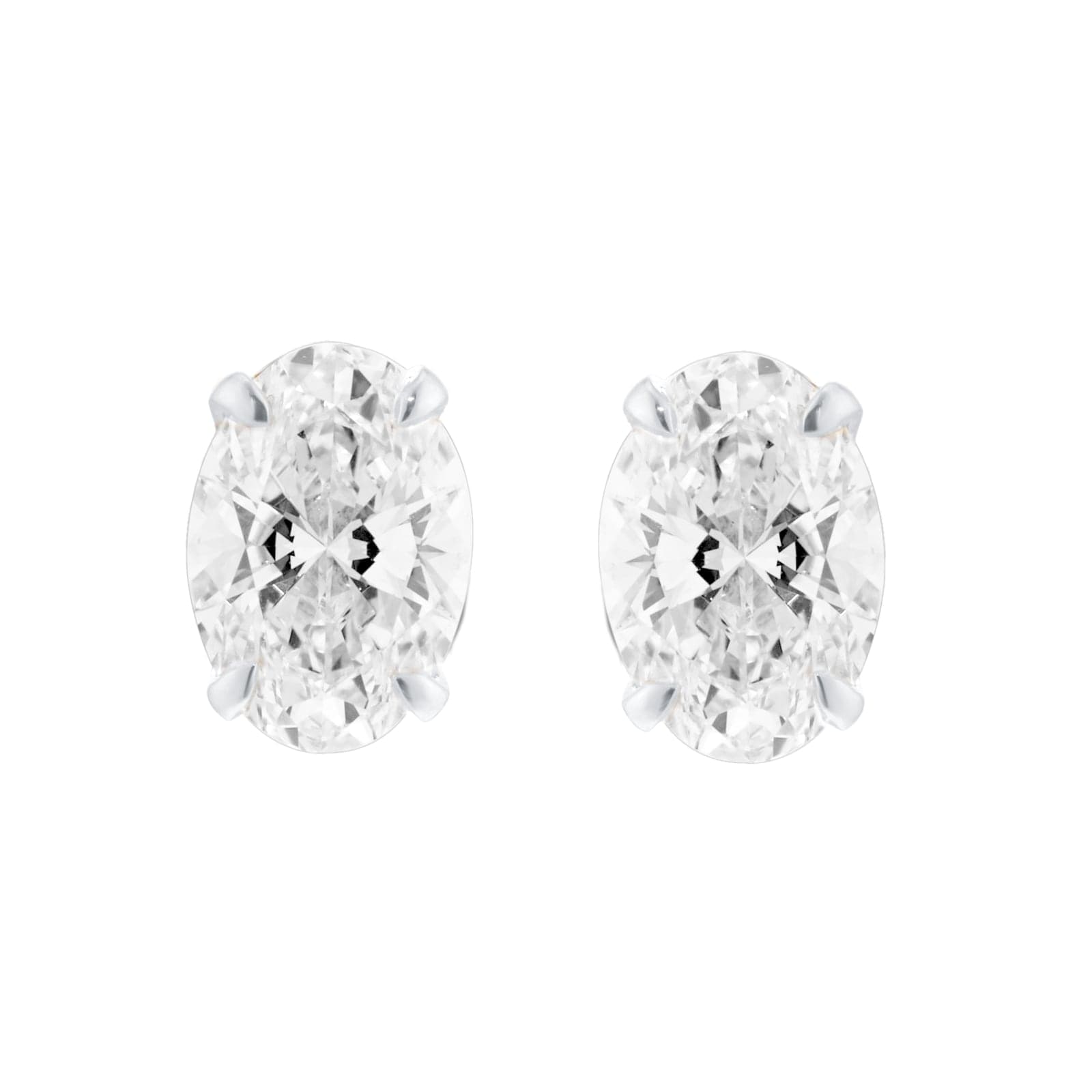 18ct White Gold 2.00cttw Oval Cut Lab Grown Diamond Stud Earrings