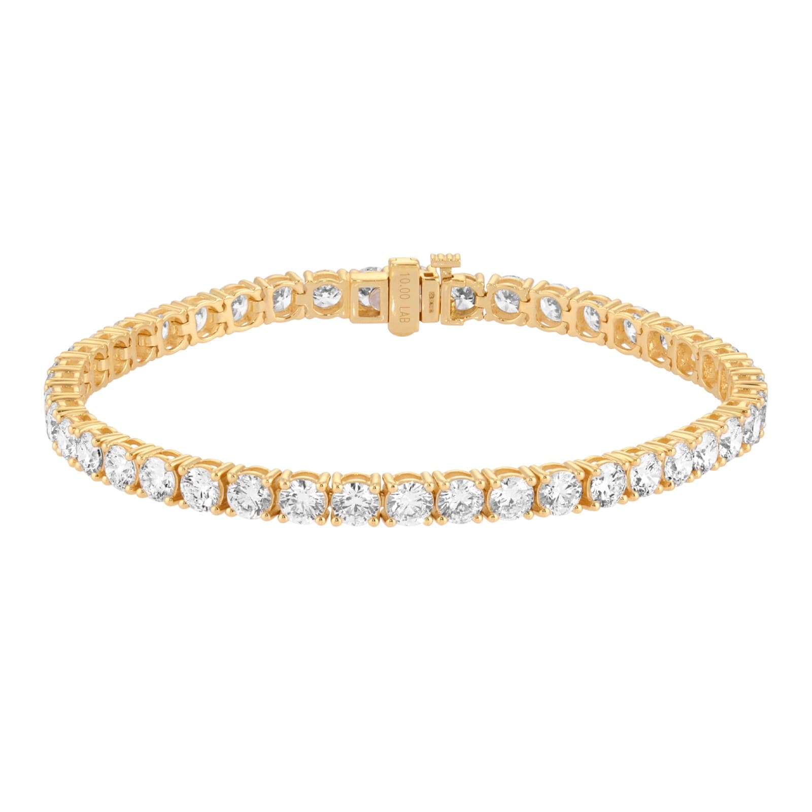 18ct Yellow Gold 10cttw Round Brilliant Cut Lab Grown Diamond Bracelet