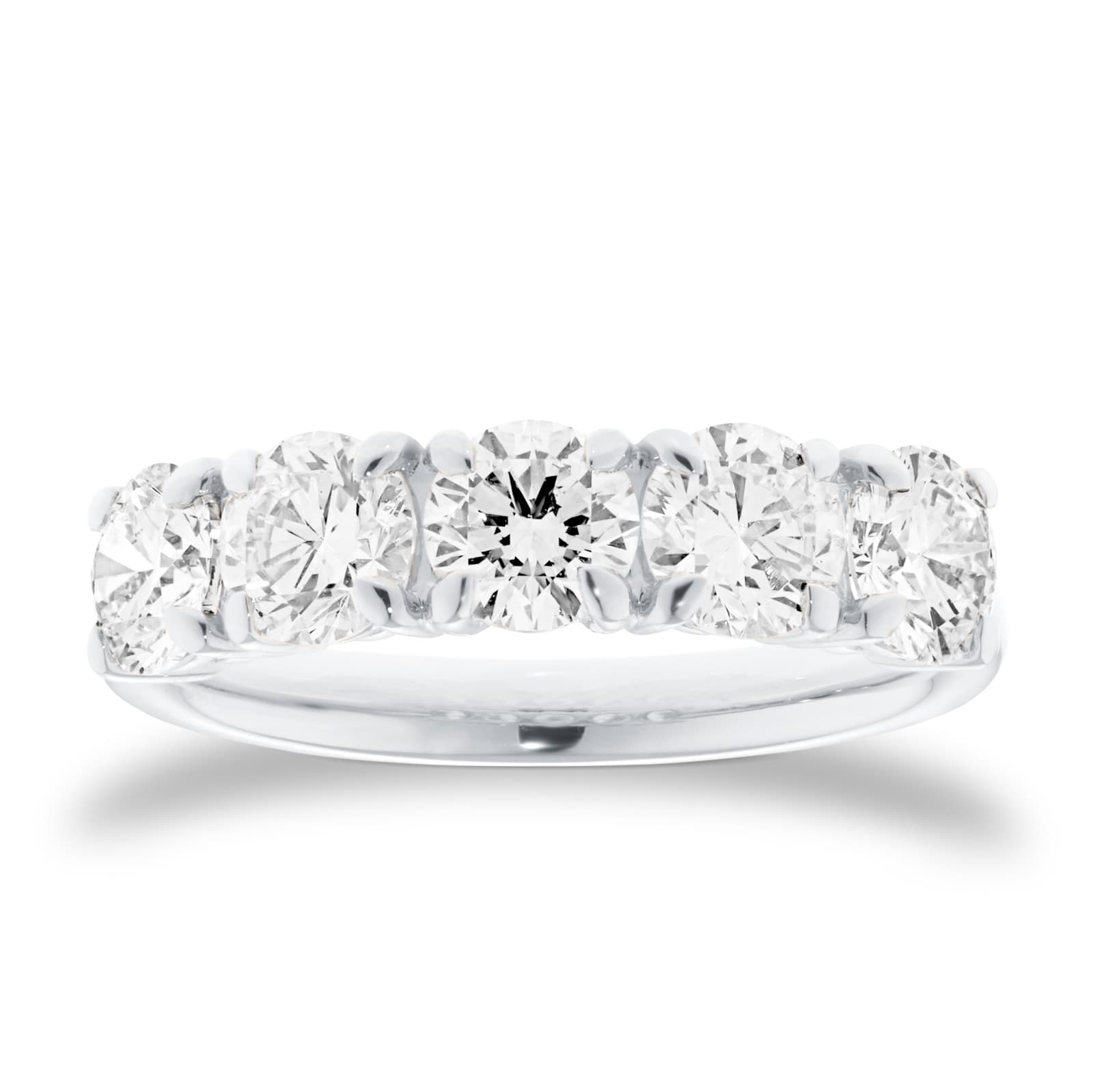 Platinum 2.00cttw Round Brilliant Cut Lab Grown Diamond Five Stone Ring