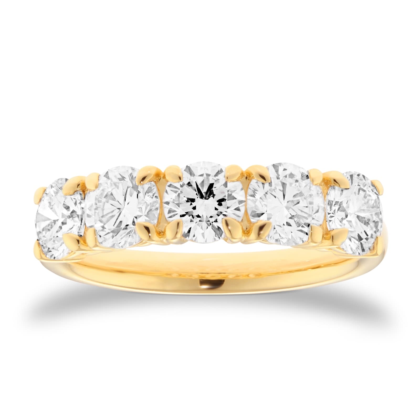 18ct Yellow Gold 2.00cttw Round Brilliant Cut Lab Grown Diamond Five Stone Ring