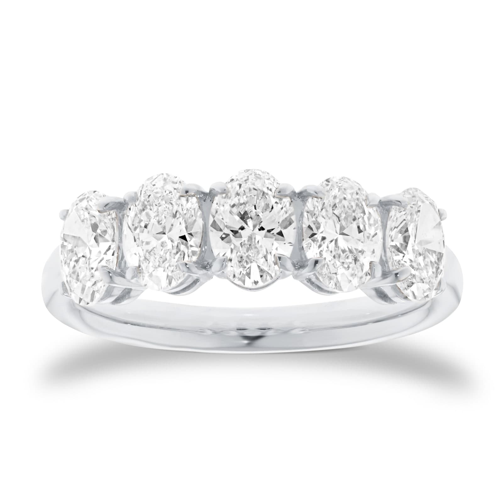 Platinum 2.00cttw Oval Cut Lab Grown Diamond Five Stone Ring