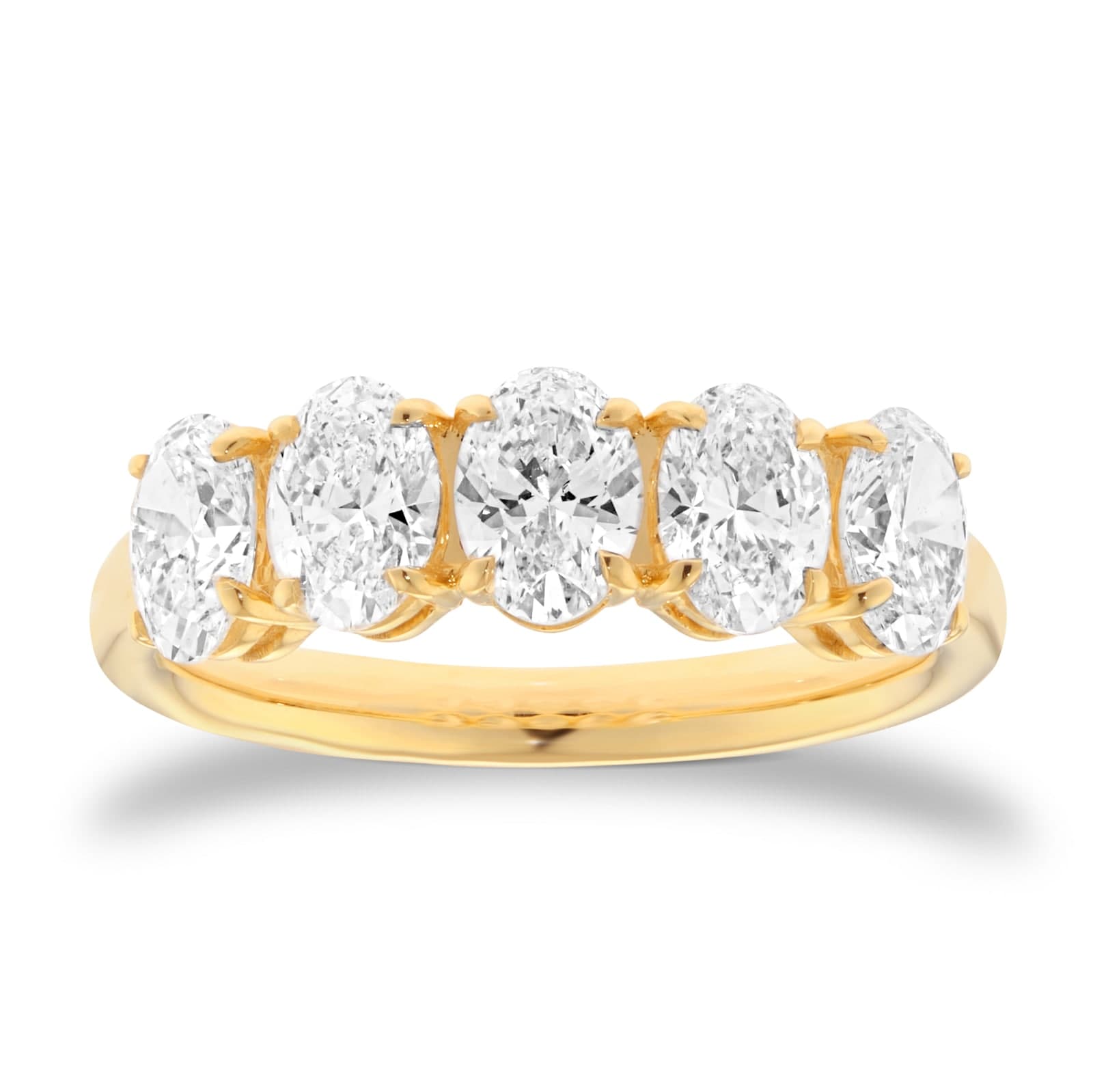 18ct Yellow Gold 2.00cttw Oval Cut Lab Grown Diamond Five Stone Ring