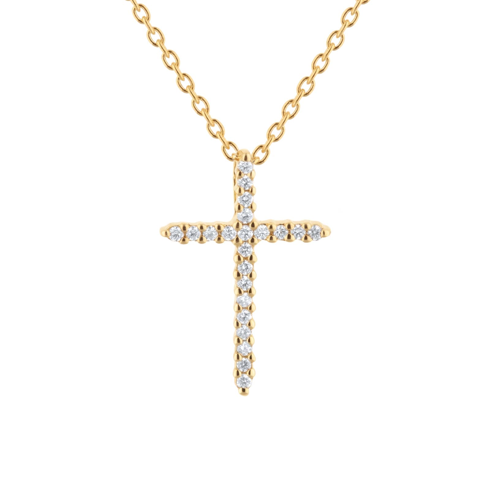 Tiny Treasures 18ct Yellow Gold 0.10ct Diamond Cross Necklace