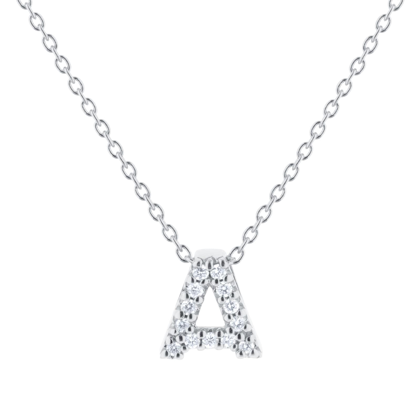 Tiny Treasures 18ct White Gold 0.06ct Love Letter A Necklace