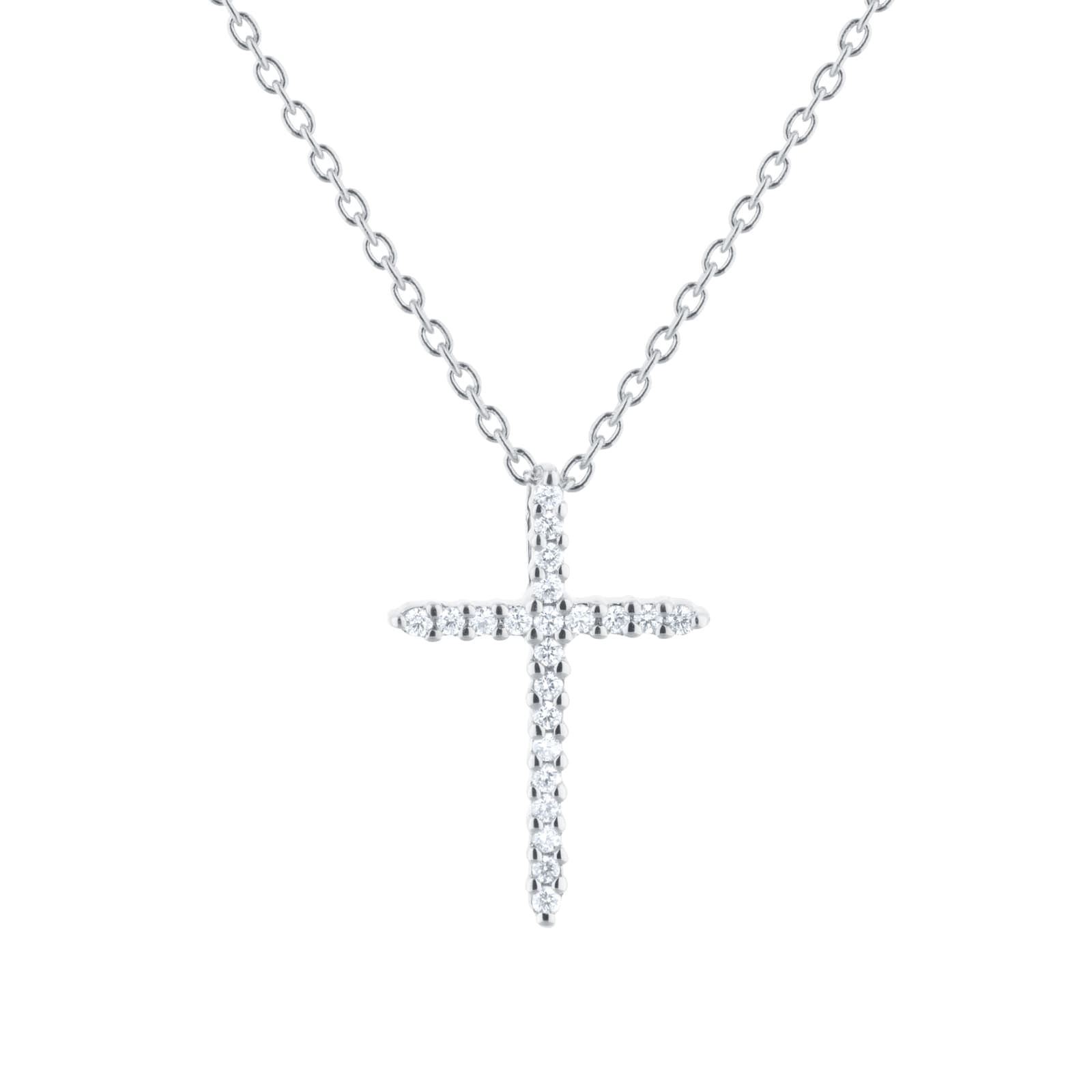Tiny Treasures 18ct White Gold 0.10ct Diamond Cross Necklace