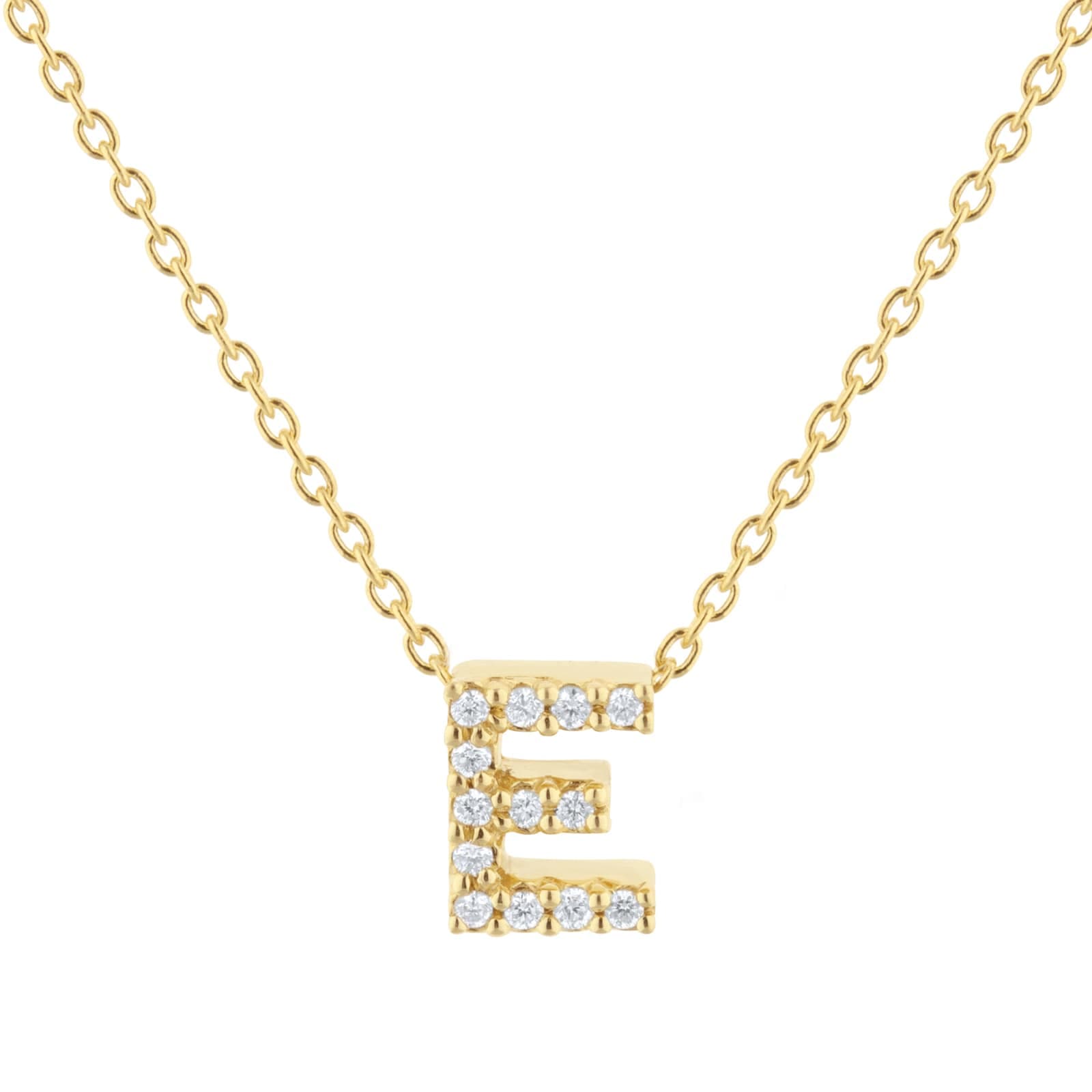 Tiny Treasures 18ct Yellow Gold 0.06ct Love Letter E Necklace