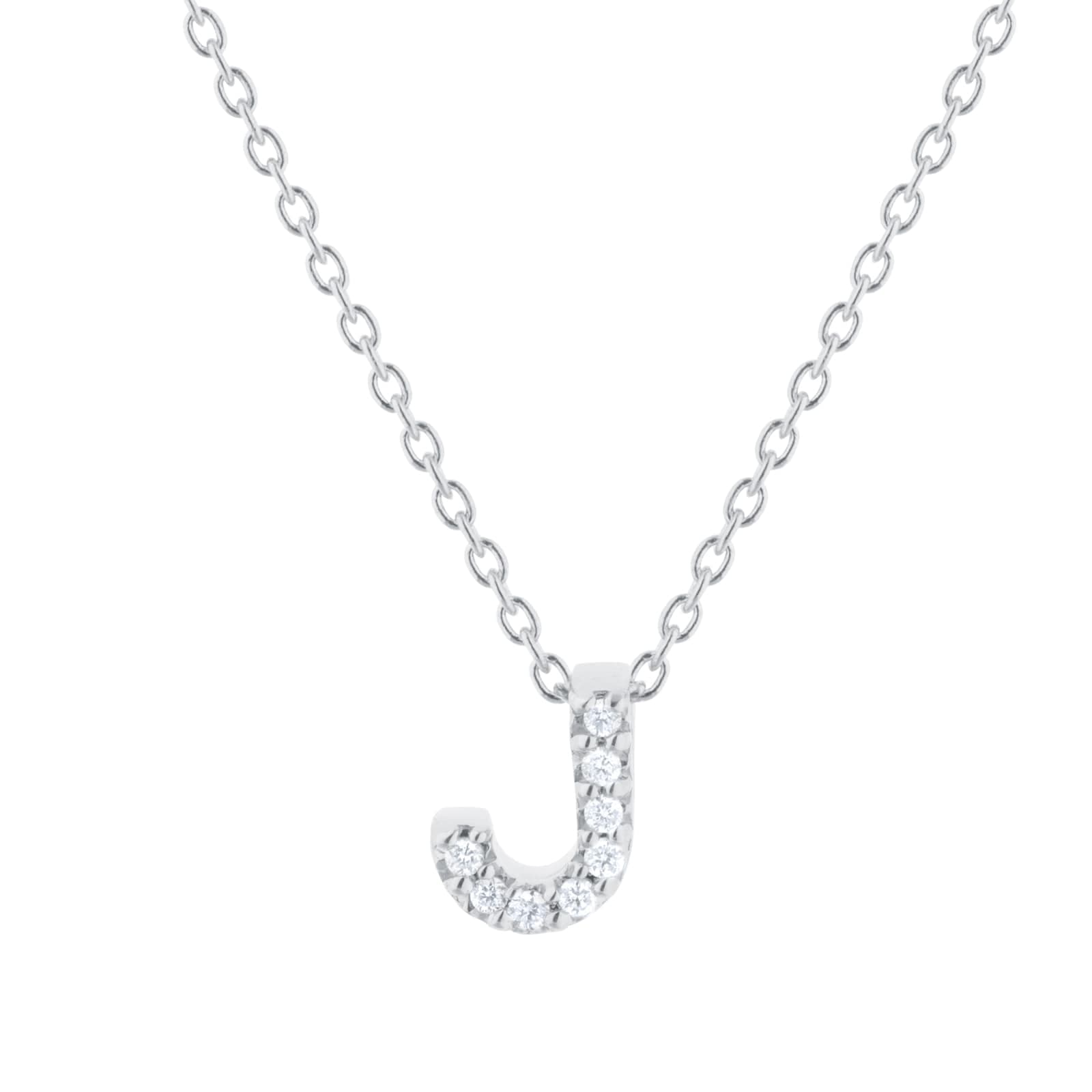 Tiny Treasures 18ct White Gold 0.04ct Love Letter J Necklace