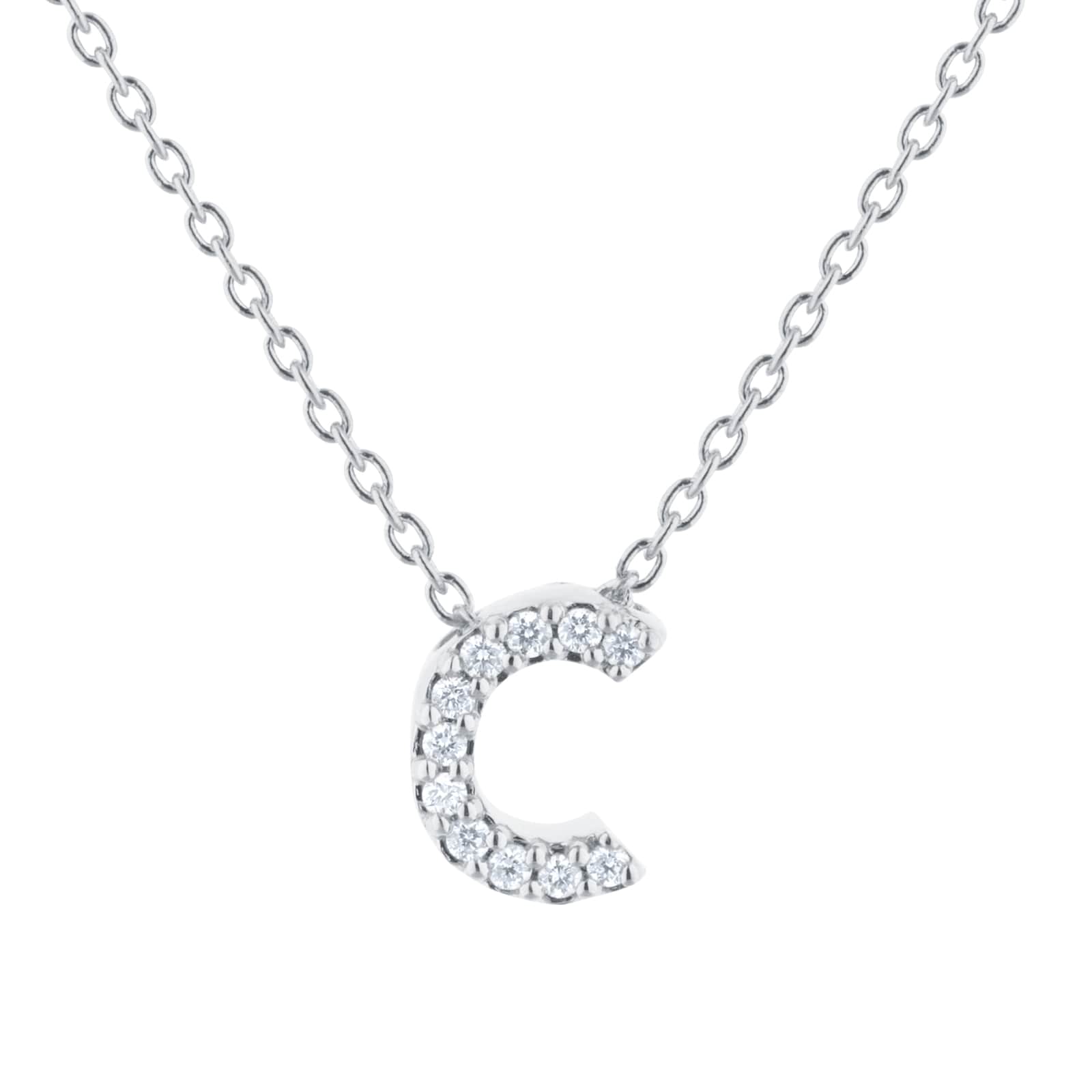 Tiny Treasures 18ct White Gold 0.05ct Love Letter C Necklace
