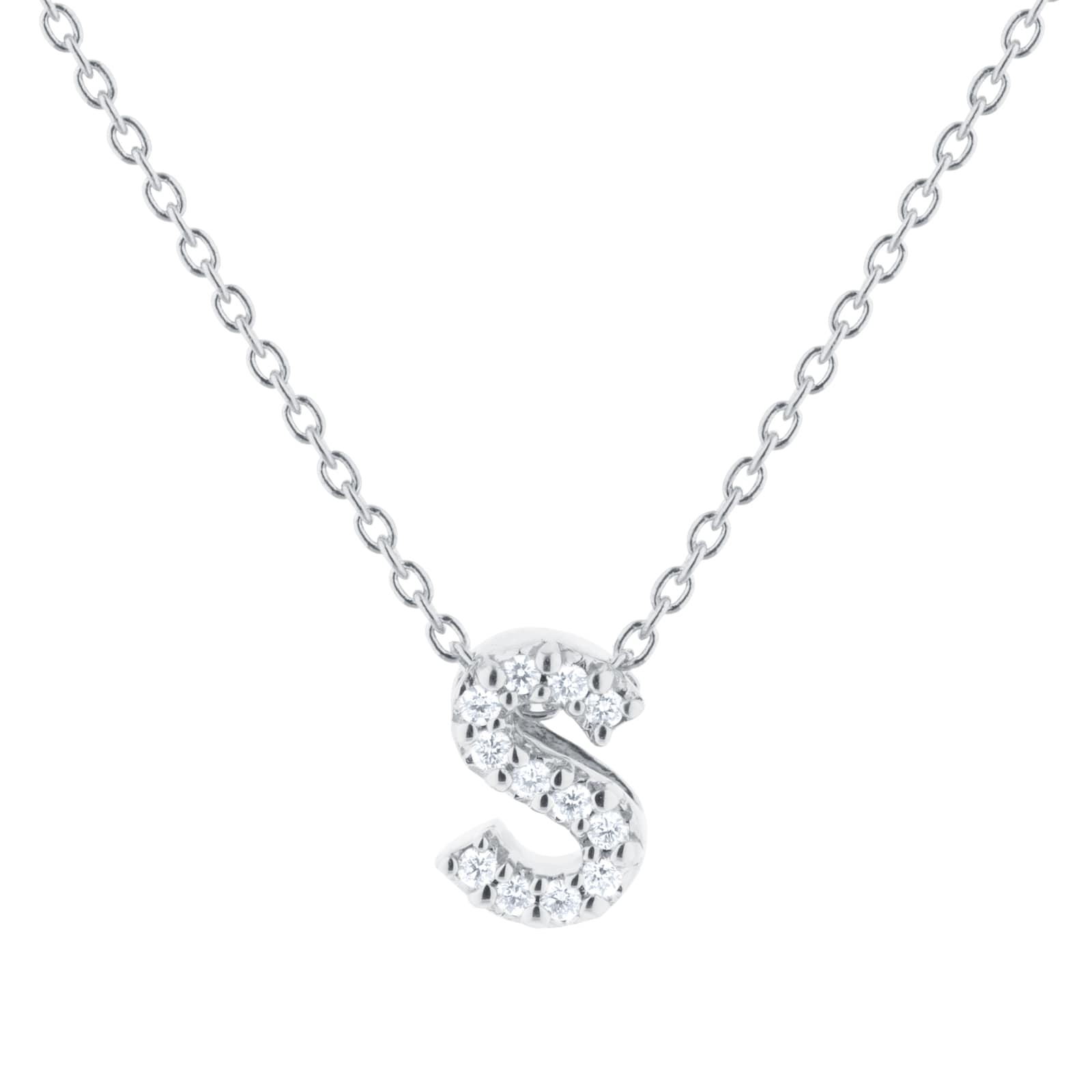 Tiny Treasures 18ct White Gold 0.05ct Love Letter S Necklace