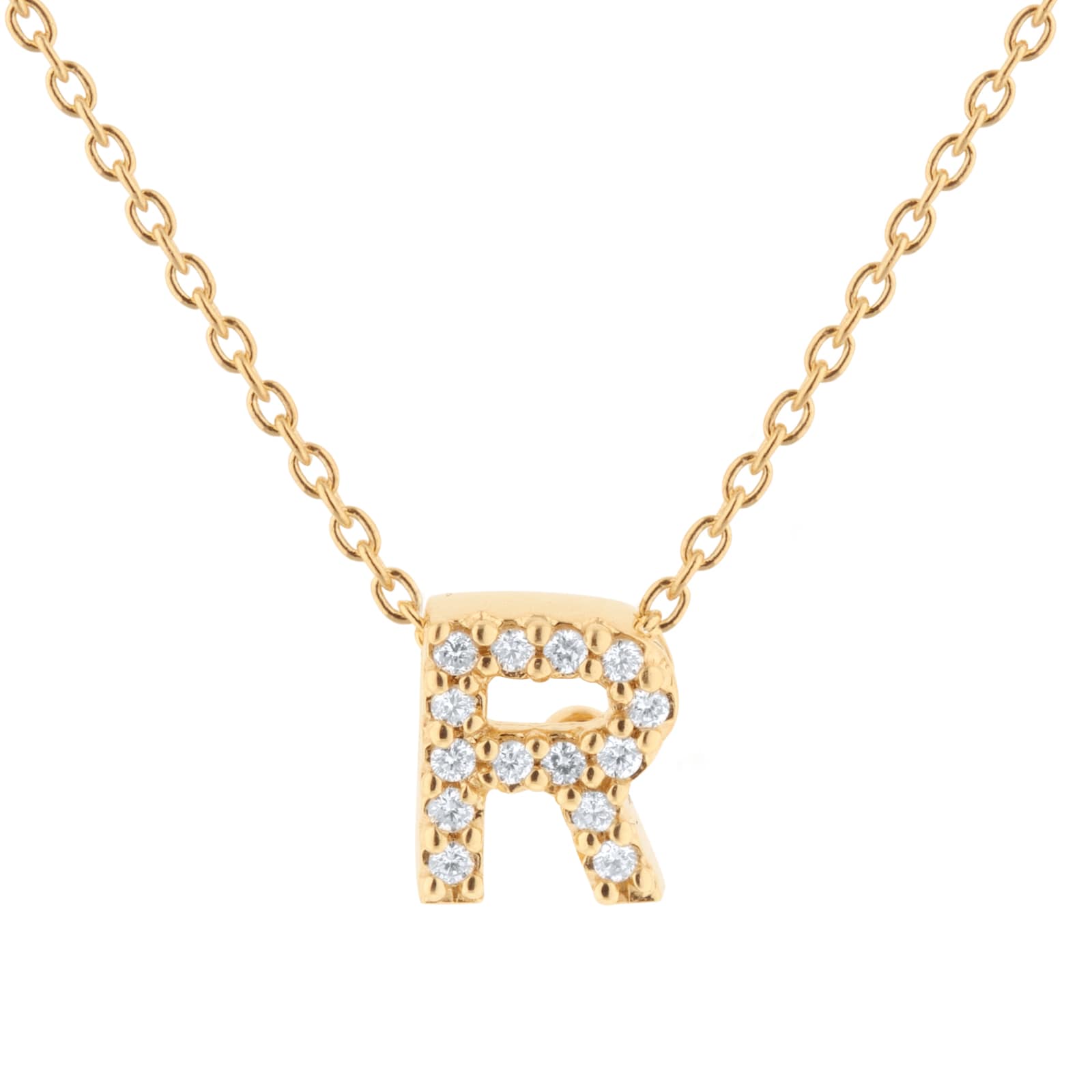 Tiny Treasures 18ct Yellow Gold 0.06ct Love Letter R Necklace