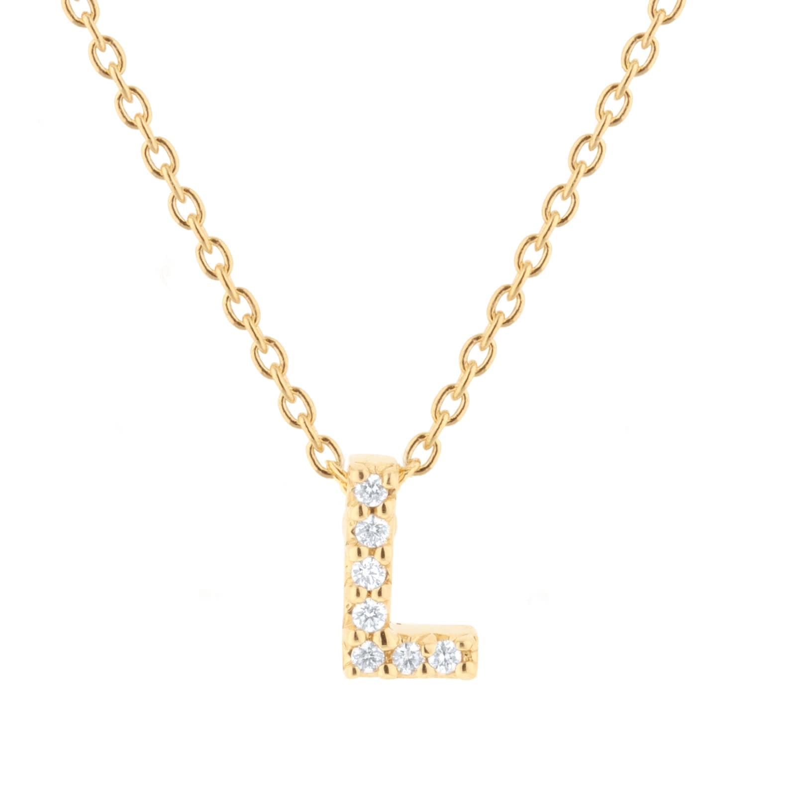 Tiny Treasures 18ct Yellow Gold 0.03ct Love Letter L Necklace