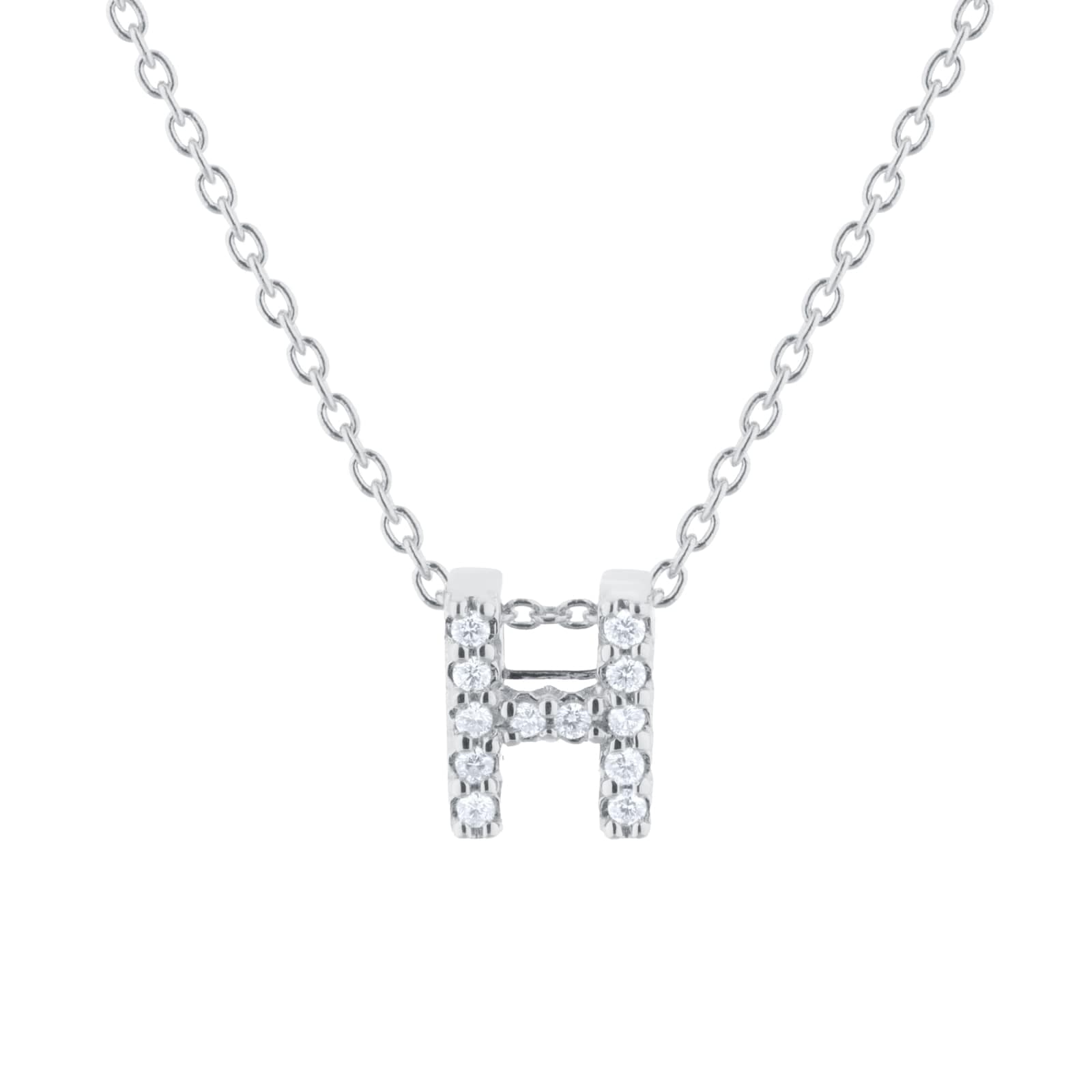 Tiny Treasures 18ct White Gold 0.06ct Love Letter H Necklace