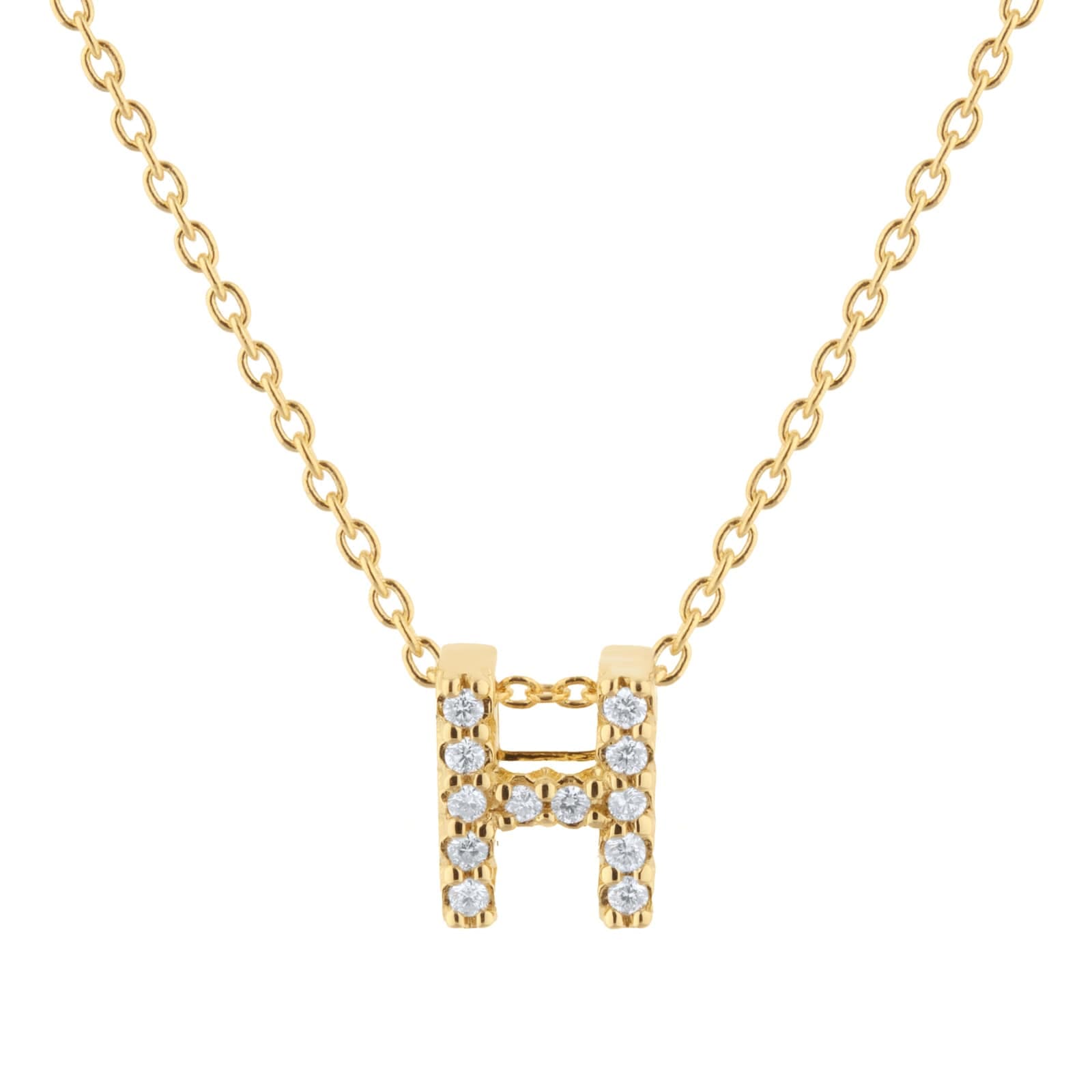 Tiny Treasures 18ct Yellow Gold 0.06ct Love Letter H Necklace