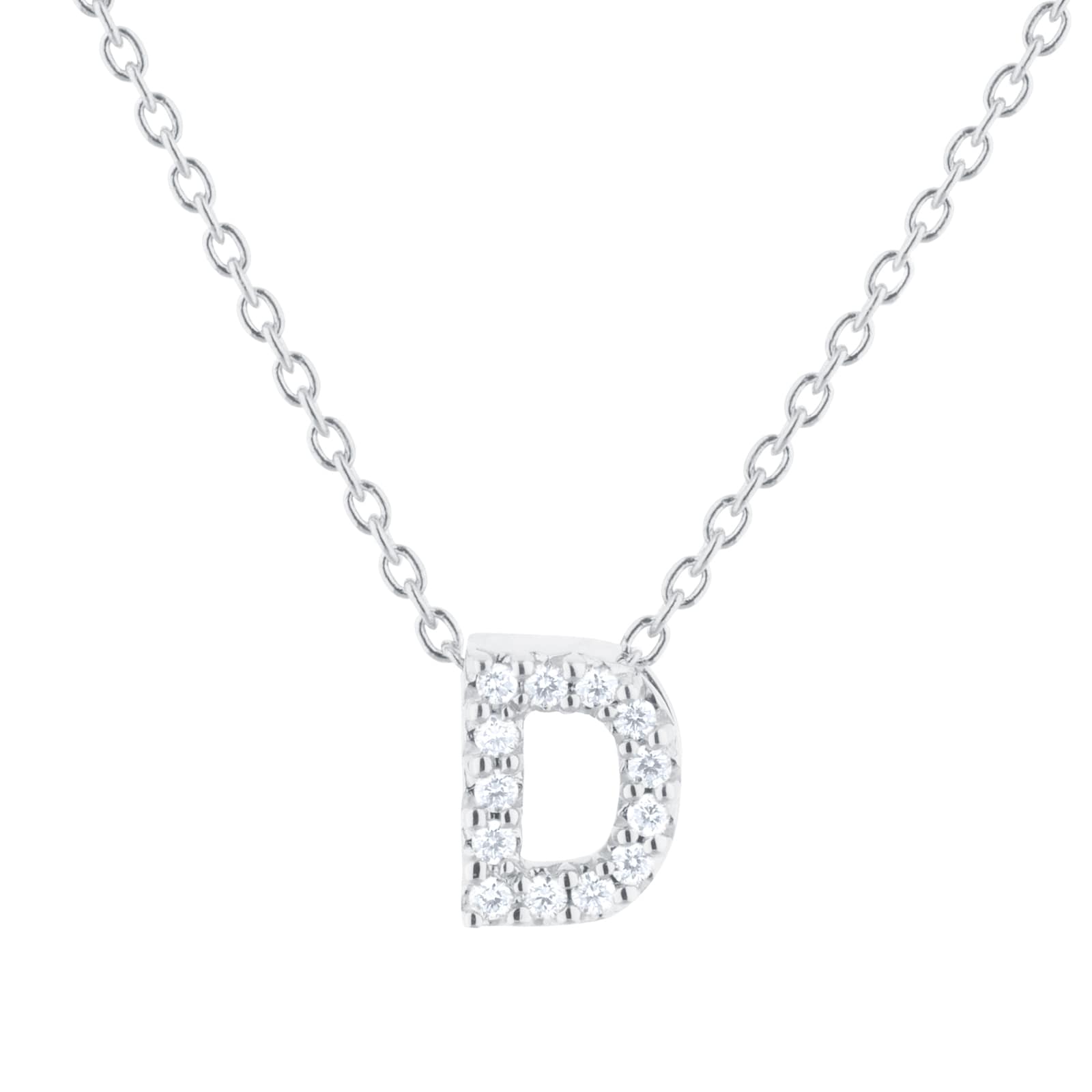 Tiny Treasures 18ct White Gold 0.06ct Love Letter D Necklaces