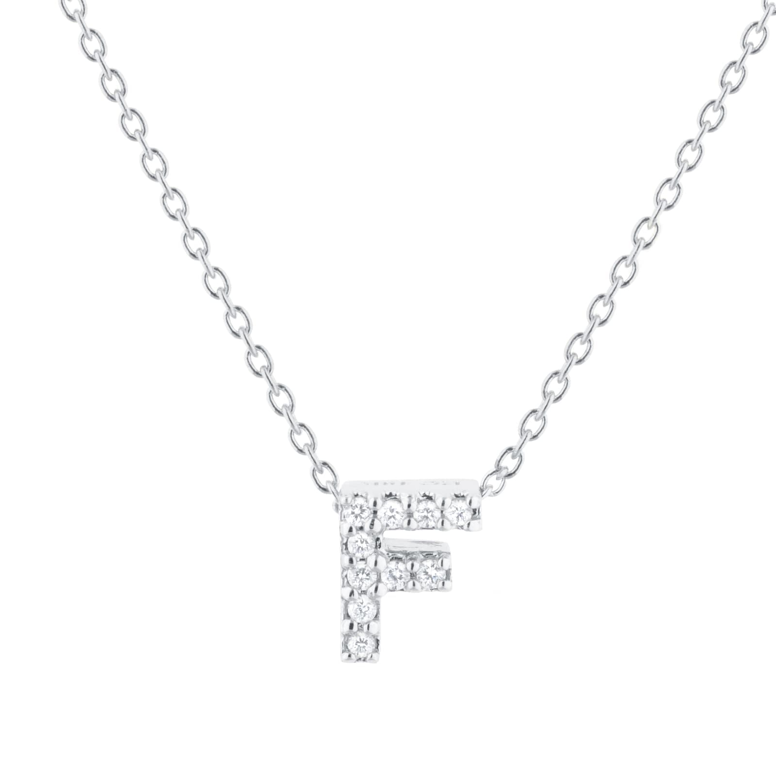 Tiny Treasures 18ct White Gold 0.05ct Love Letter F Necklaces