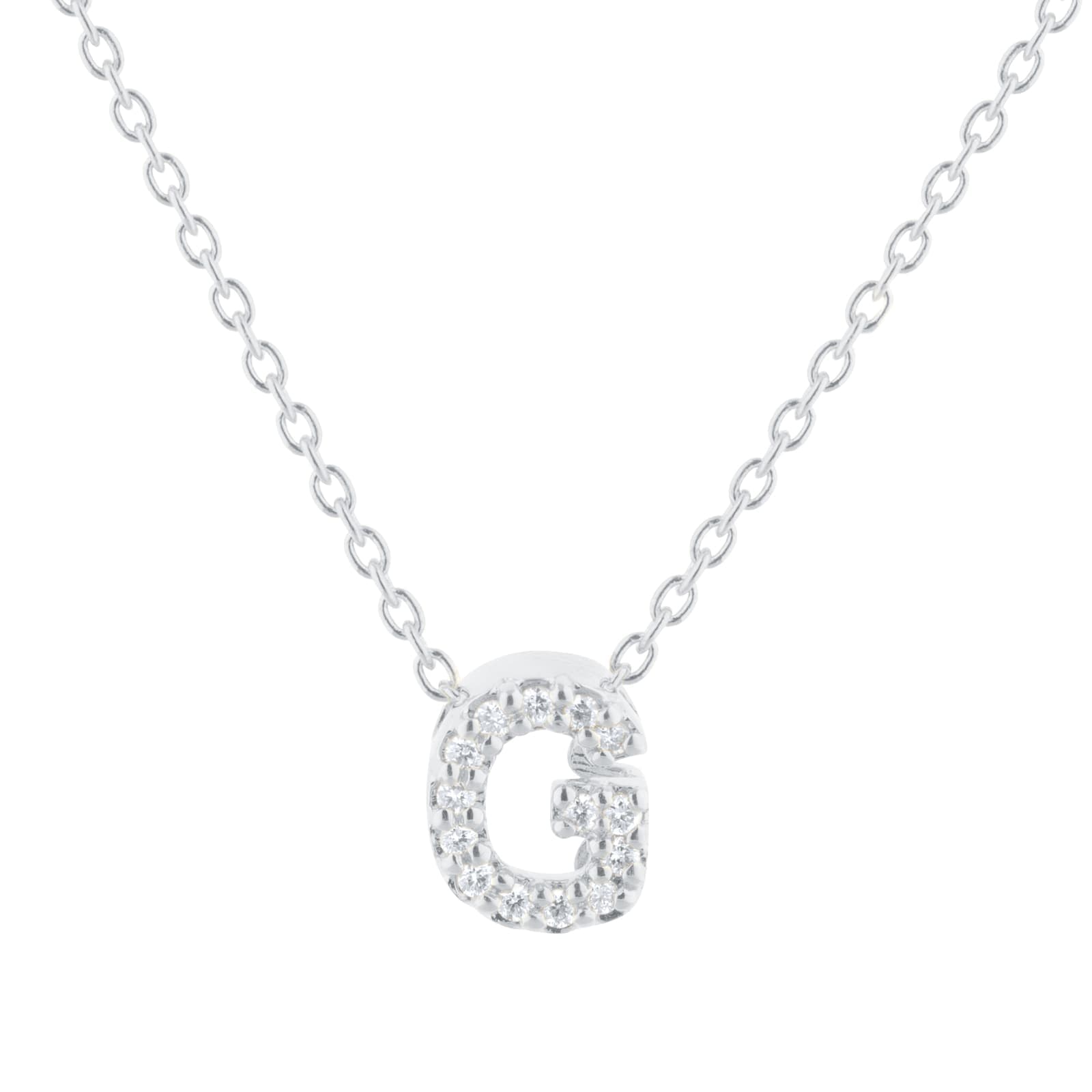 Tiny Treasures 18ct White Gold 0.06ct Love Letter G Necklaces
