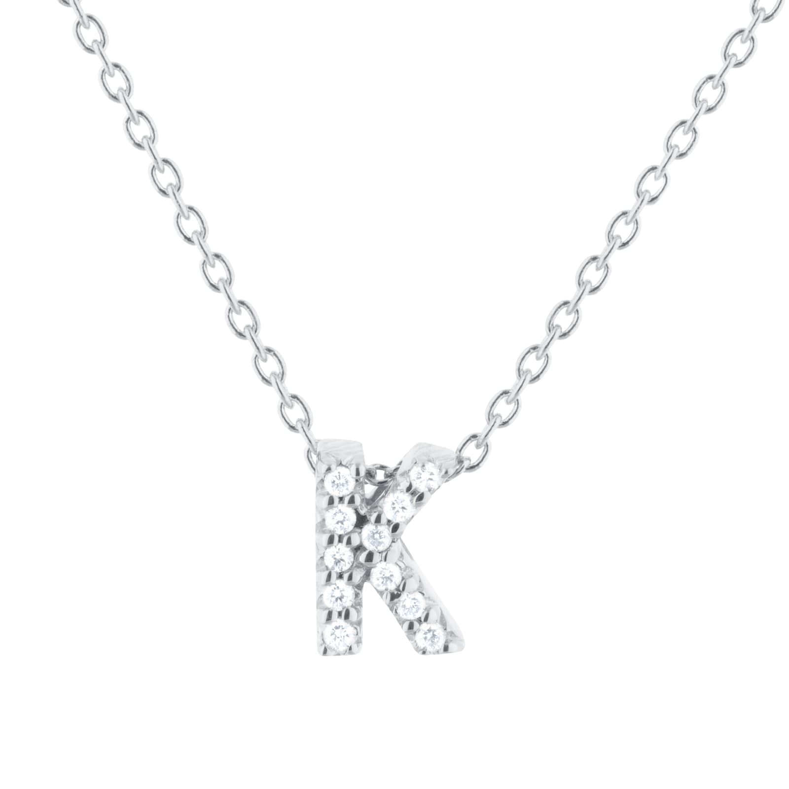 Tiny Treasures 18ct White Gold 0.05ct Love Letter K Necklaces