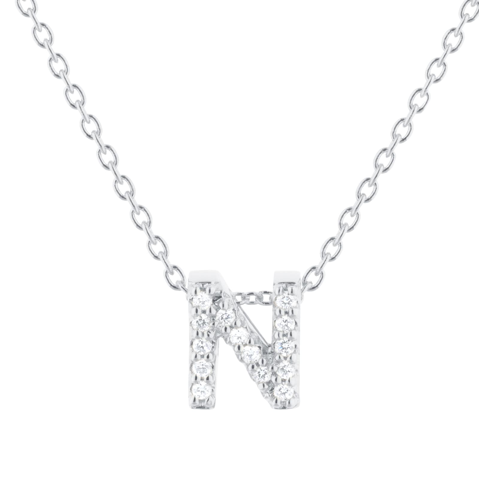 Tiny Treasures 18ct White Gold 0.07ct Love Letter N Necklaces