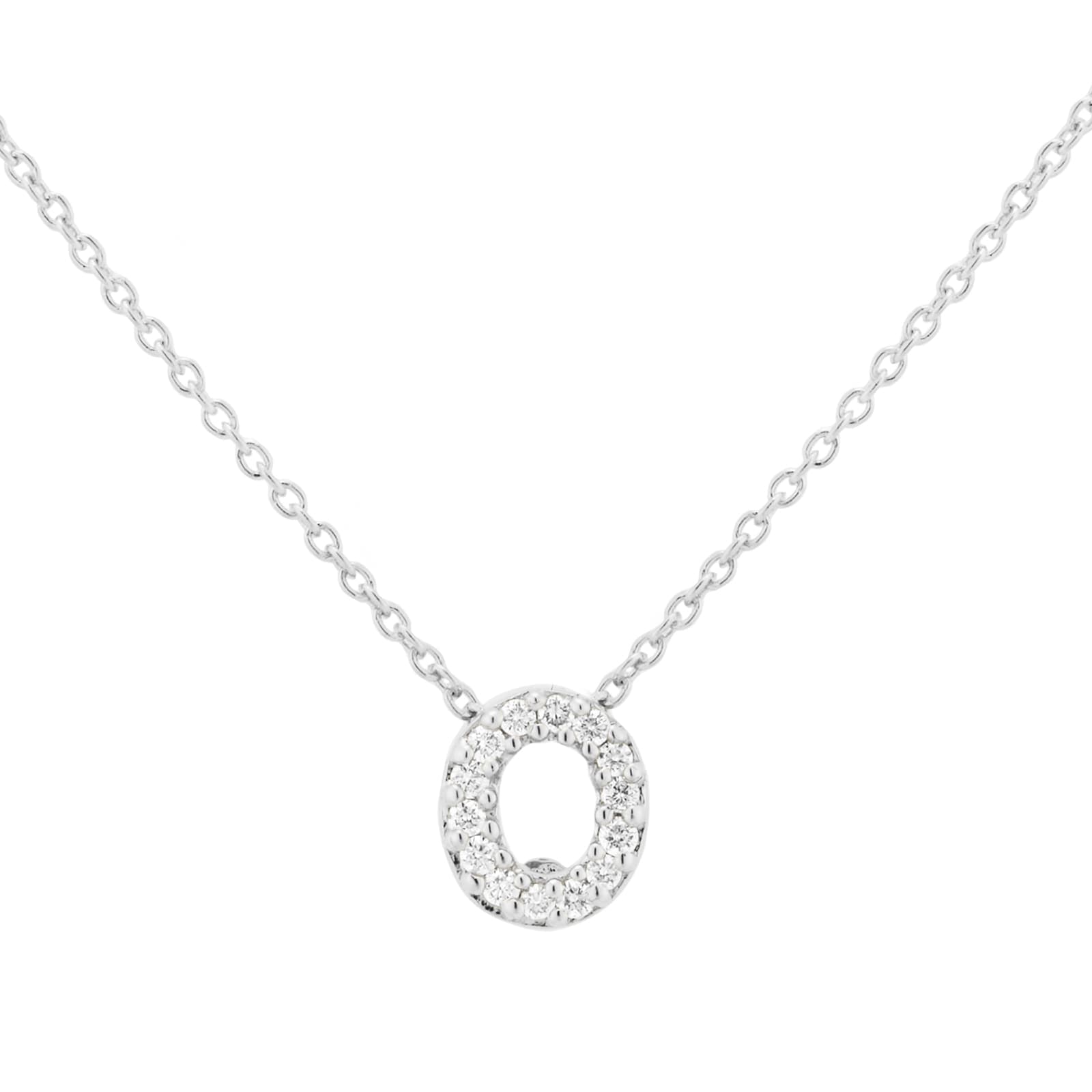 Tiny Treasures 18ct White Gold 0.06ct Love Letter O Necklaces