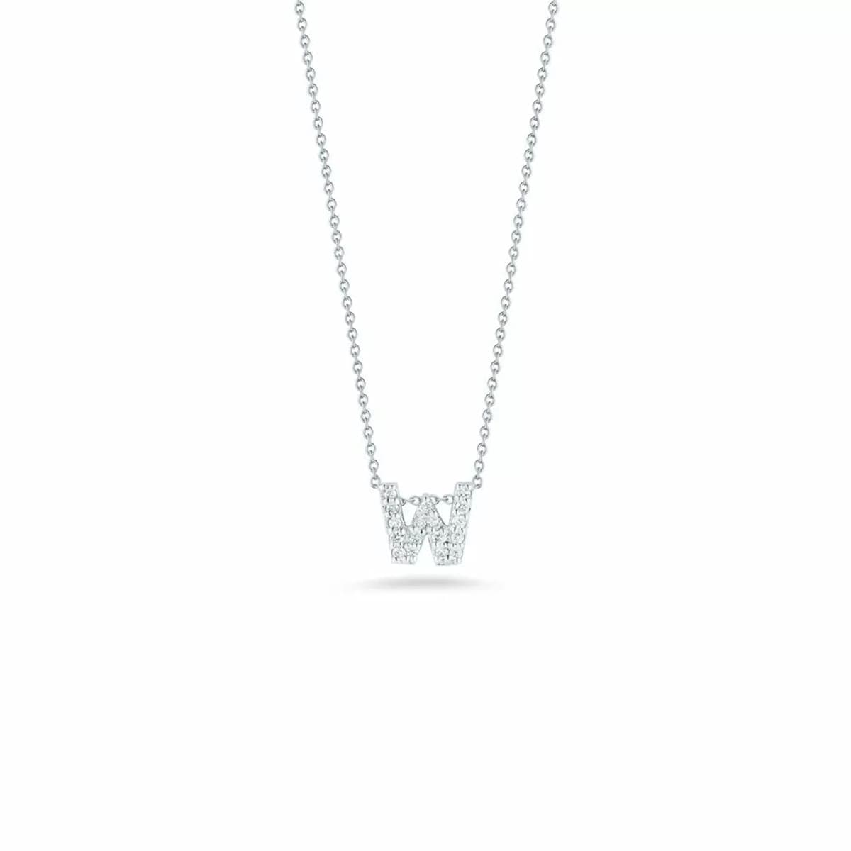 Tiny Treasures 18ct White Gold 0.08ct Love Letter W Necklaces
